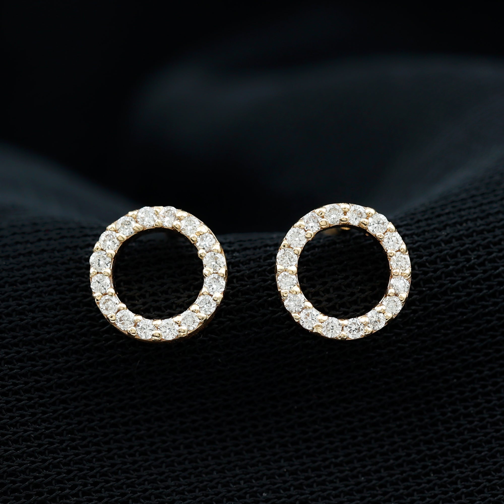 Lab Grown Diamond Circle Stud Earrings With Screw Back Lab - ( EF-VS ) - Rosec Jewels