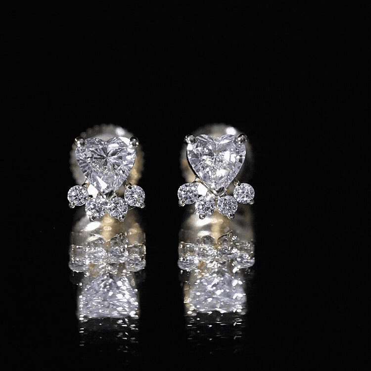 Certified Lab Grown Diamond Dog Paw Stud Earrings Lab - ( EF-VS ) - Rosec Jewels