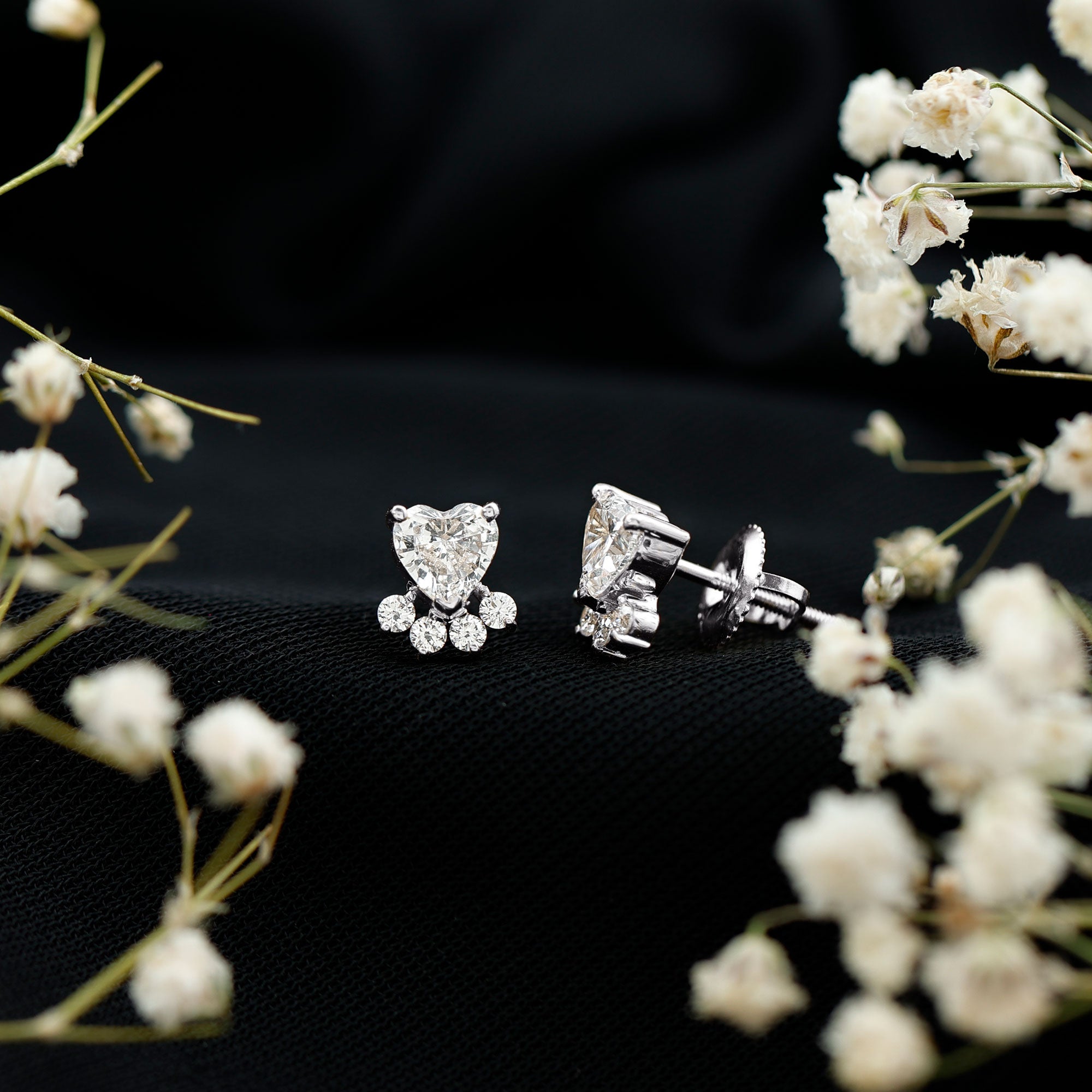 Certified Lab Grown Diamond Dog Paw Stud Earrings Lab - ( EF-VS ) - Rosec Jewels