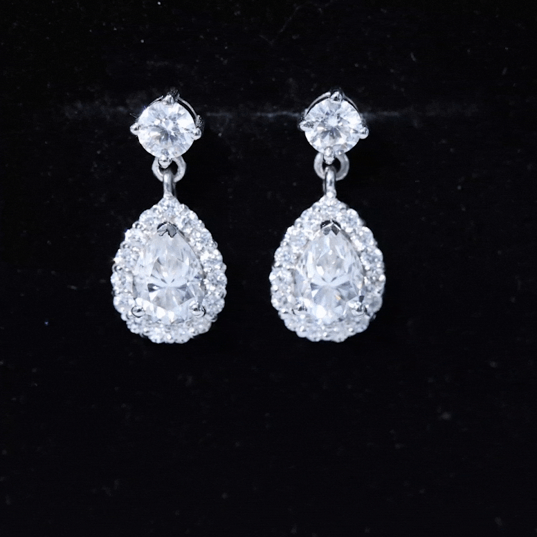 Lab 5X7MM Pear Shaped Diamond Bridal Drop Earrings Lab - ( EF-VS ) - Rosec Jewels