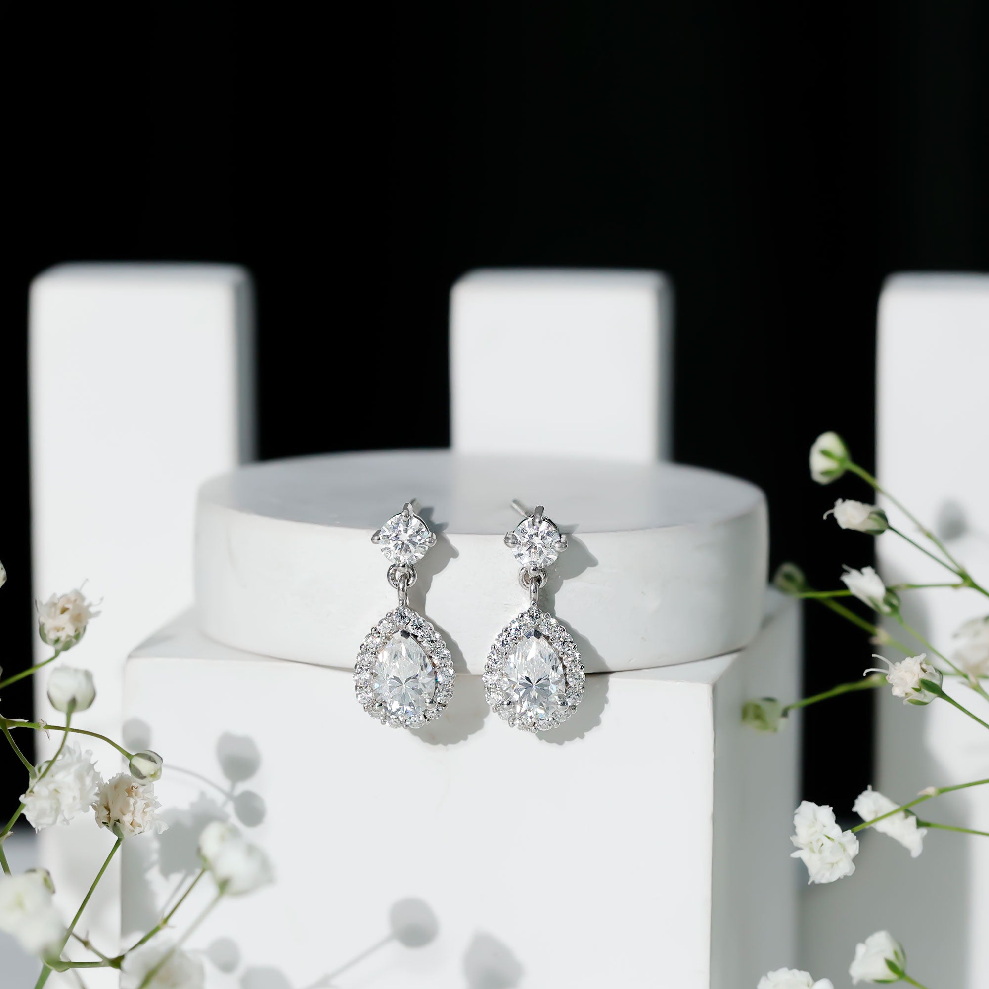 Lab 5X7MM Pear Shaped Diamond Bridal Drop Earrings Lab - ( EF-VS ) - Rosec Jewels