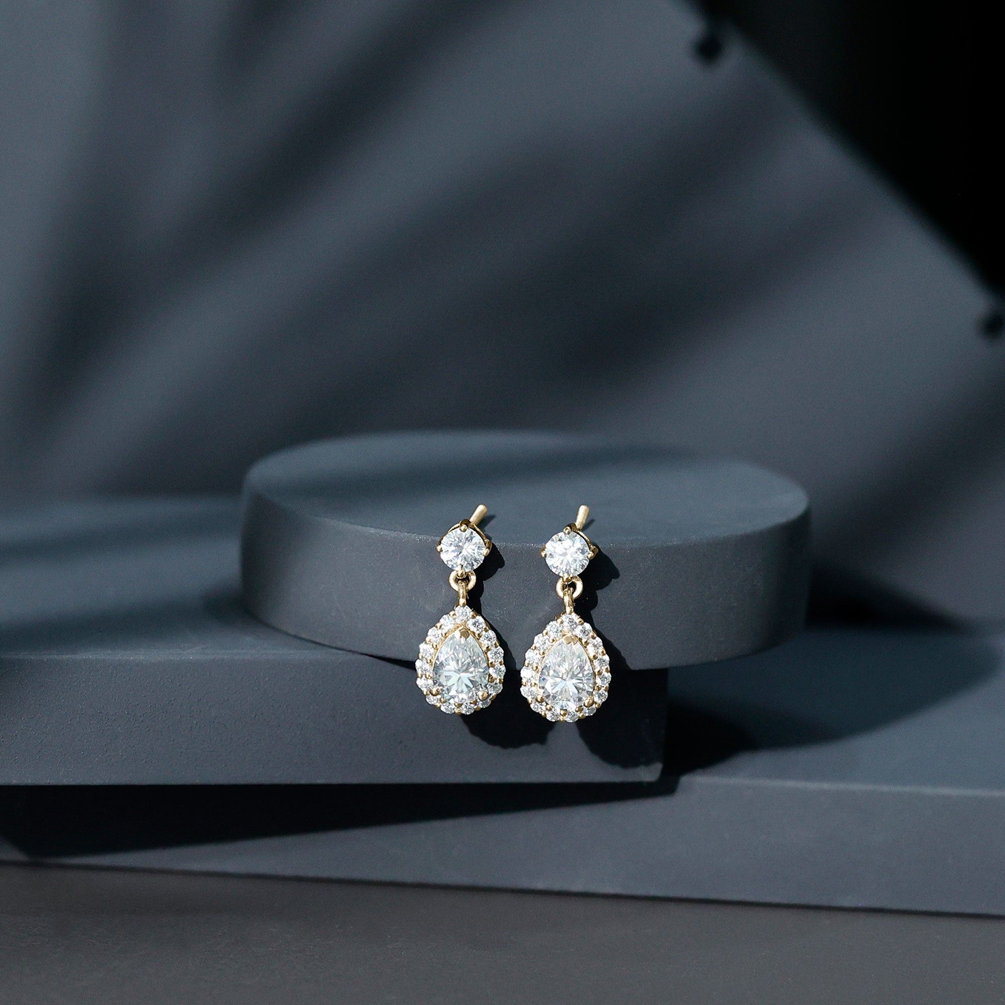 Lab 5X7MM Pear Shaped Diamond Bridal Drop Earrings Lab - ( EF-VS ) - Rosec Jewels