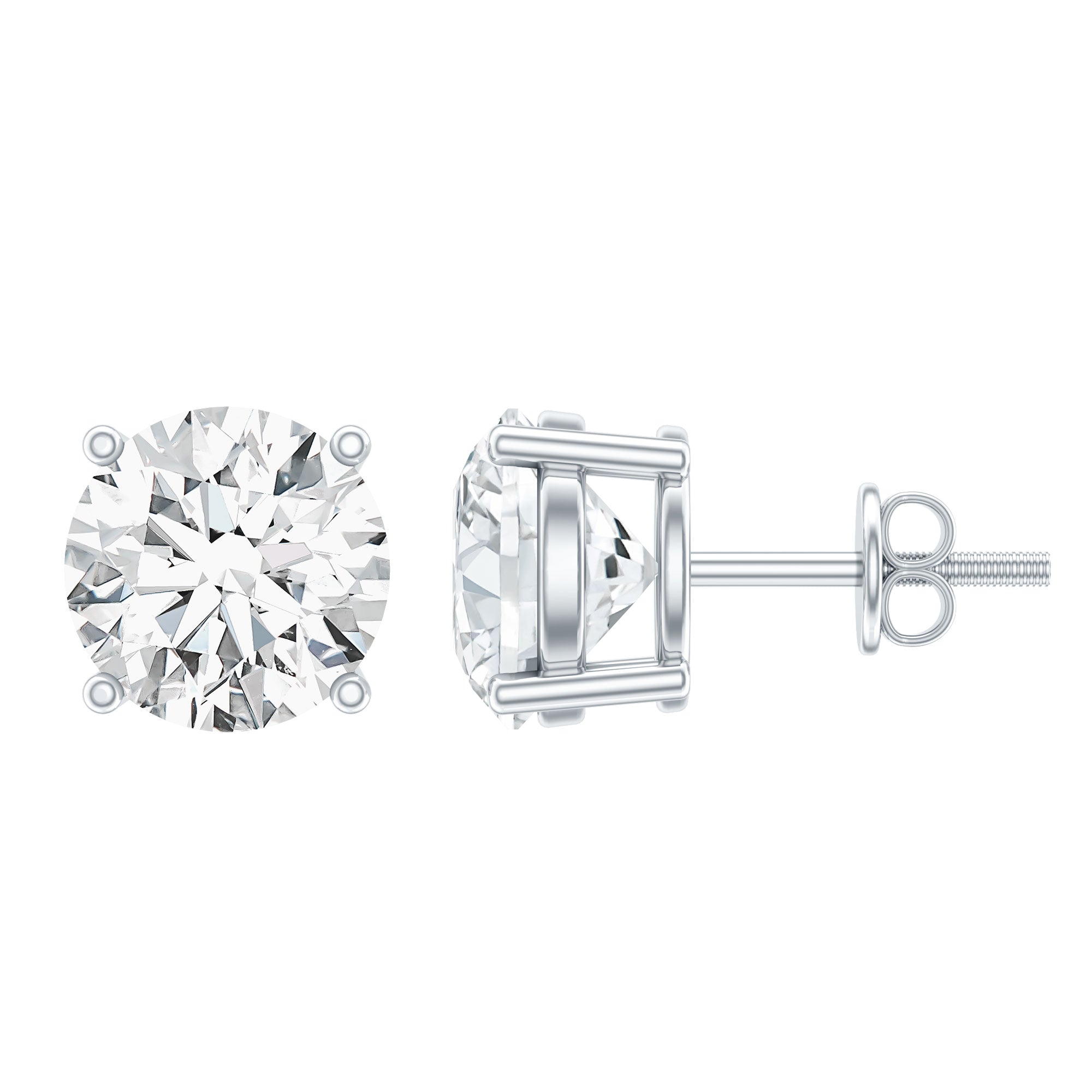 4 Carat Lab Grown Diamond Stud Earrings with IGI Certificate Lab - ( E-VS1 ) - Rosec Jewels