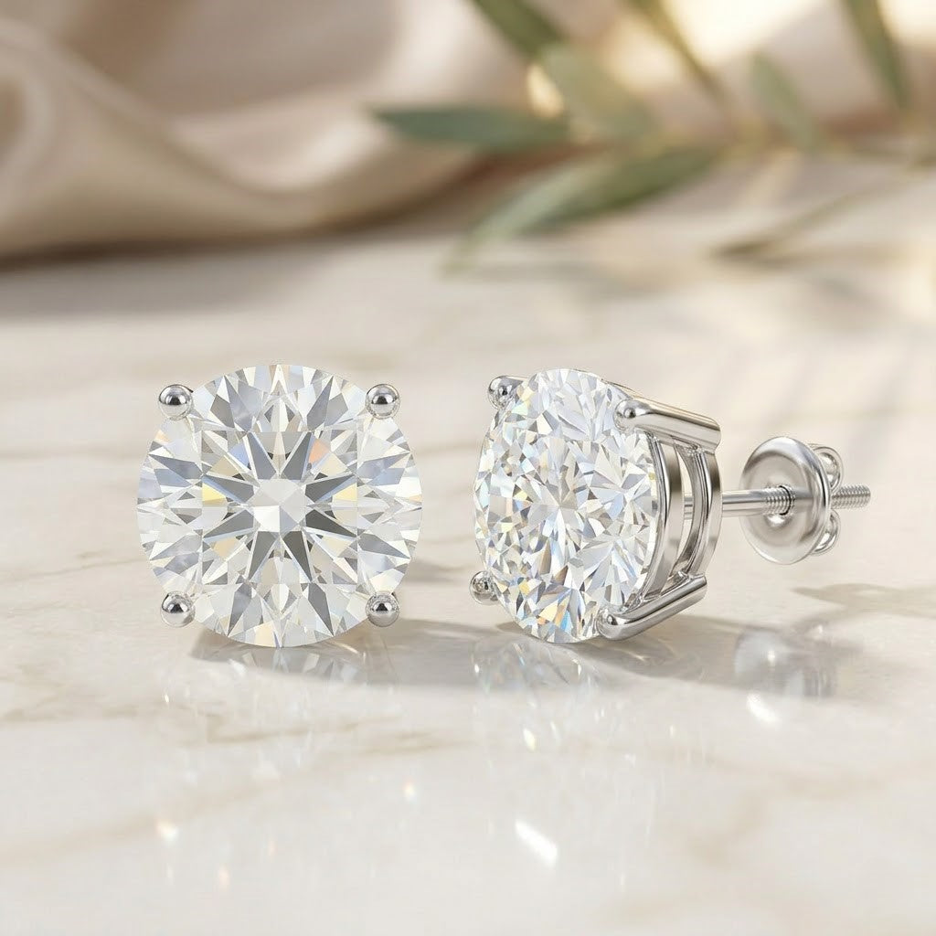 4 Carat Lab Grown Diamond Stud Earrings with IGI Certificate Lab - ( E-VS1 ) - Rosec Jewels