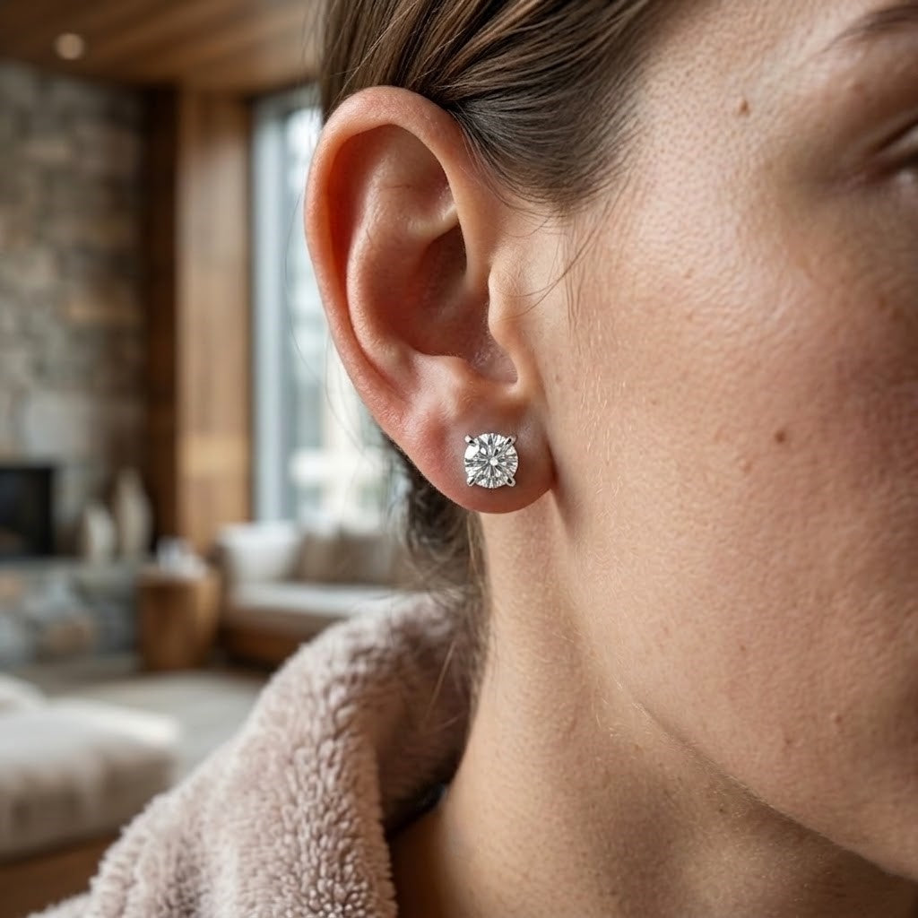 4 Carat Lab Grown Diamond Stud Earrings with IGI Certificate Lab - ( E-VS1 ) - Rosec Jewels