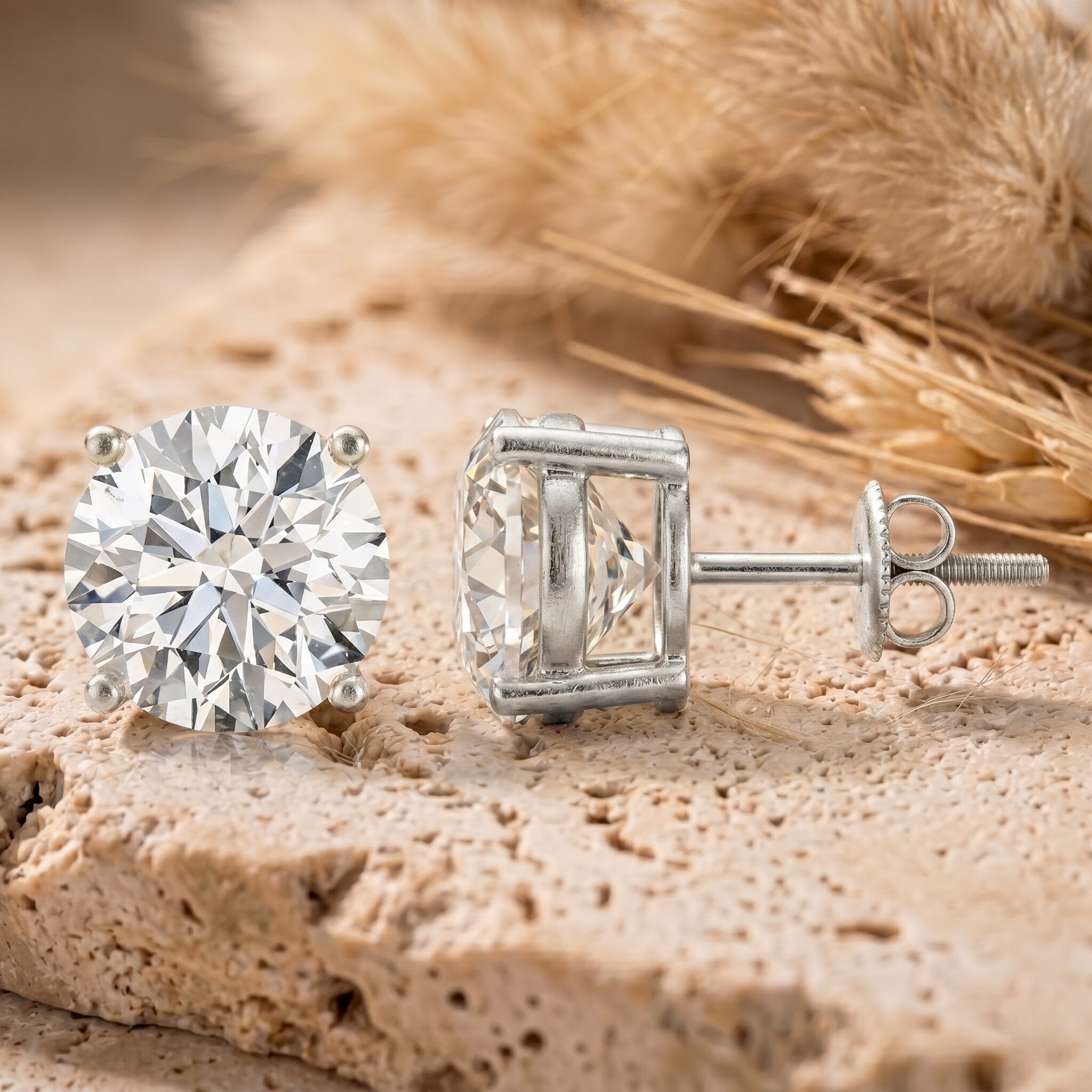 4 Carat Lab Grown Diamond Stud Earrings with IGI Certificate Lab - ( E-VS1 ) - Rosec Jewels