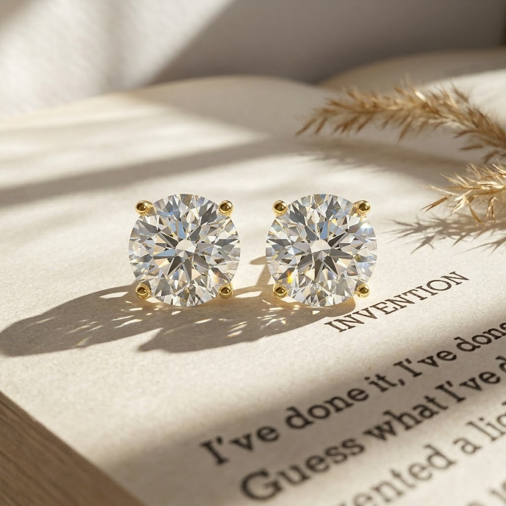 4 Carat Lab Grown Diamond Stud Earrings with IGI Certificate Lab - ( E-VS1 ) - Rosec Jewels