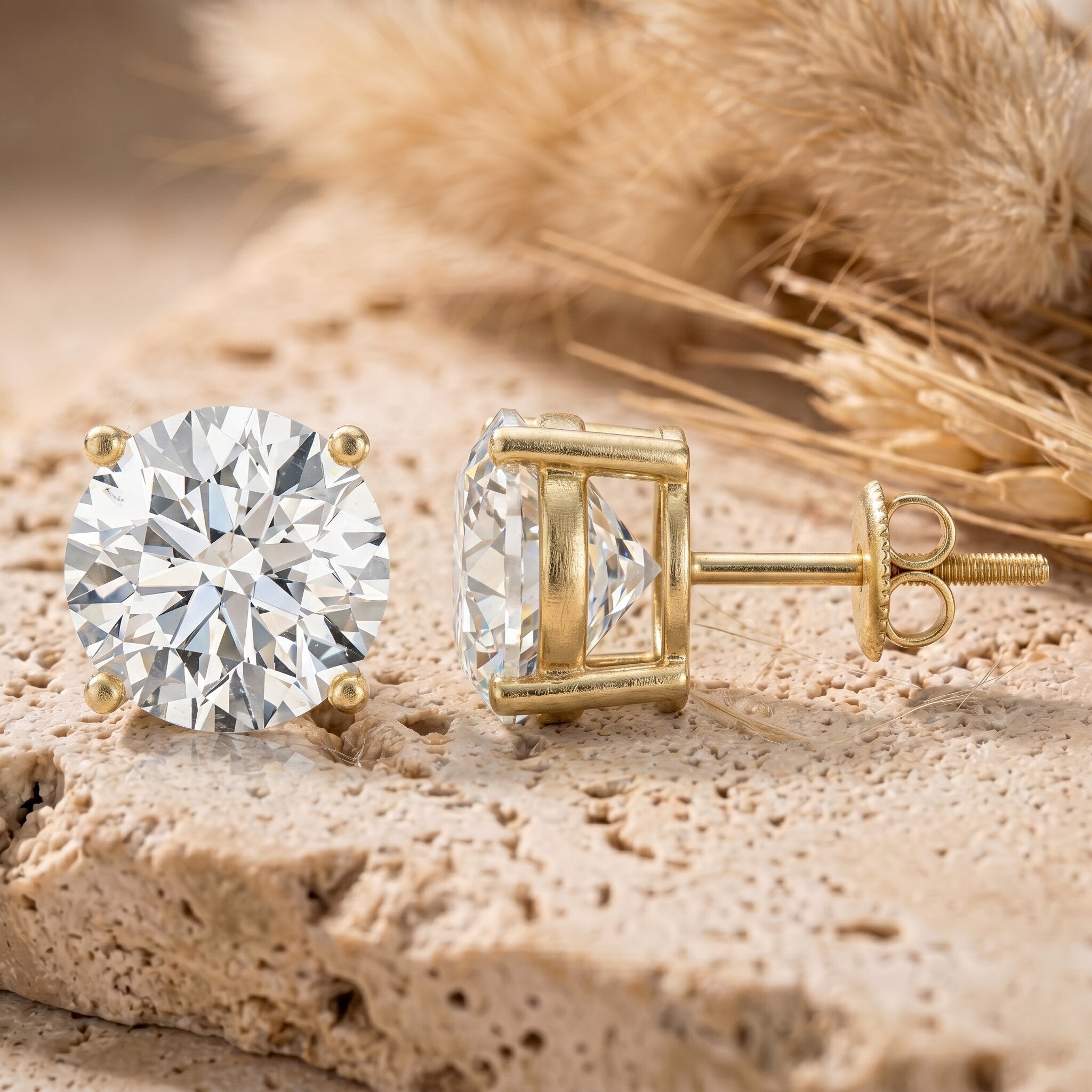 4 Carat Lab Grown Diamond Stud Earrings with IGI Certificate Lab - ( E-VS1 ) - Rosec Jewels