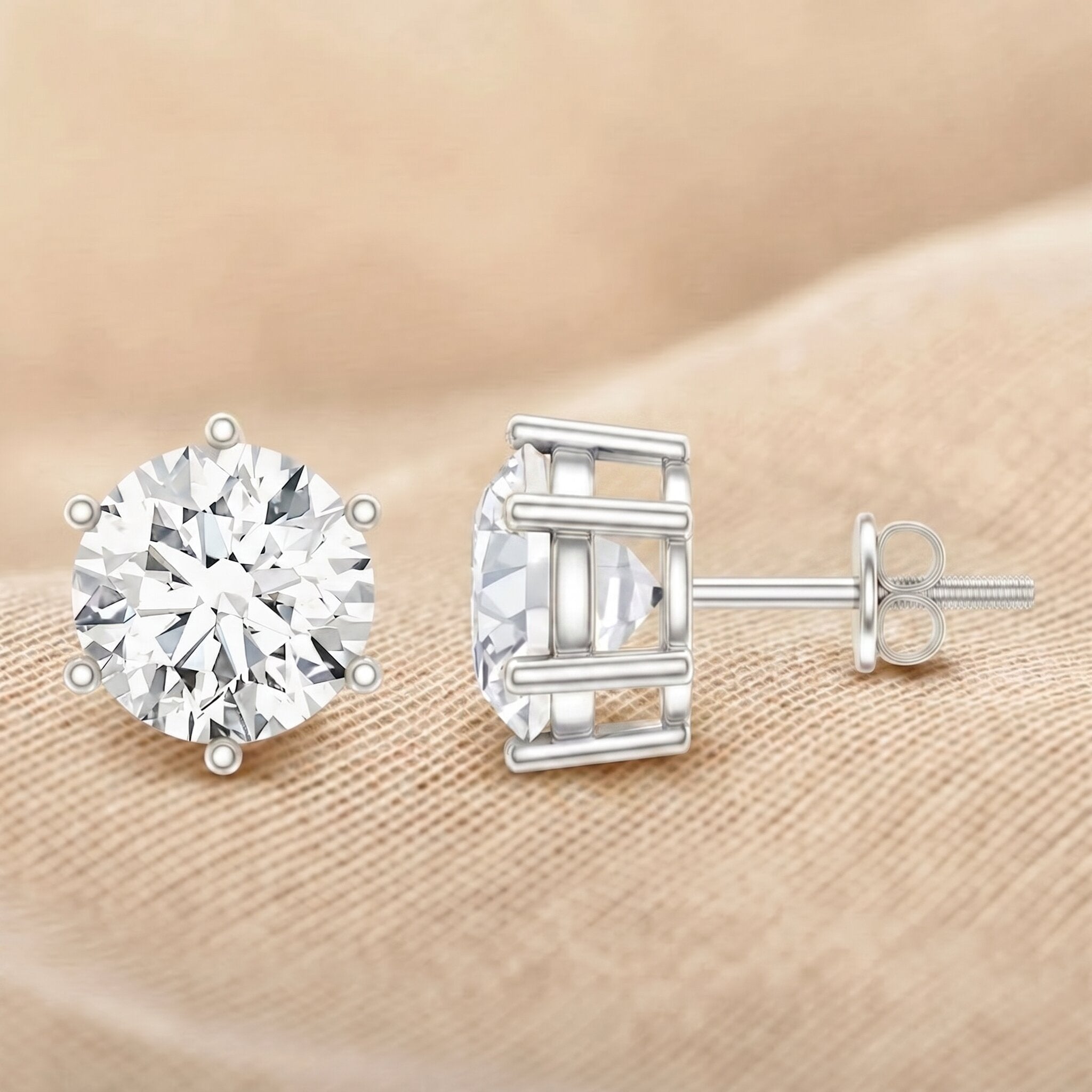 IGI Certified 4 Carat Lab Grown Diamond Solitaire Studs Lab - ( E-VS1 ) - Rosec Jewels