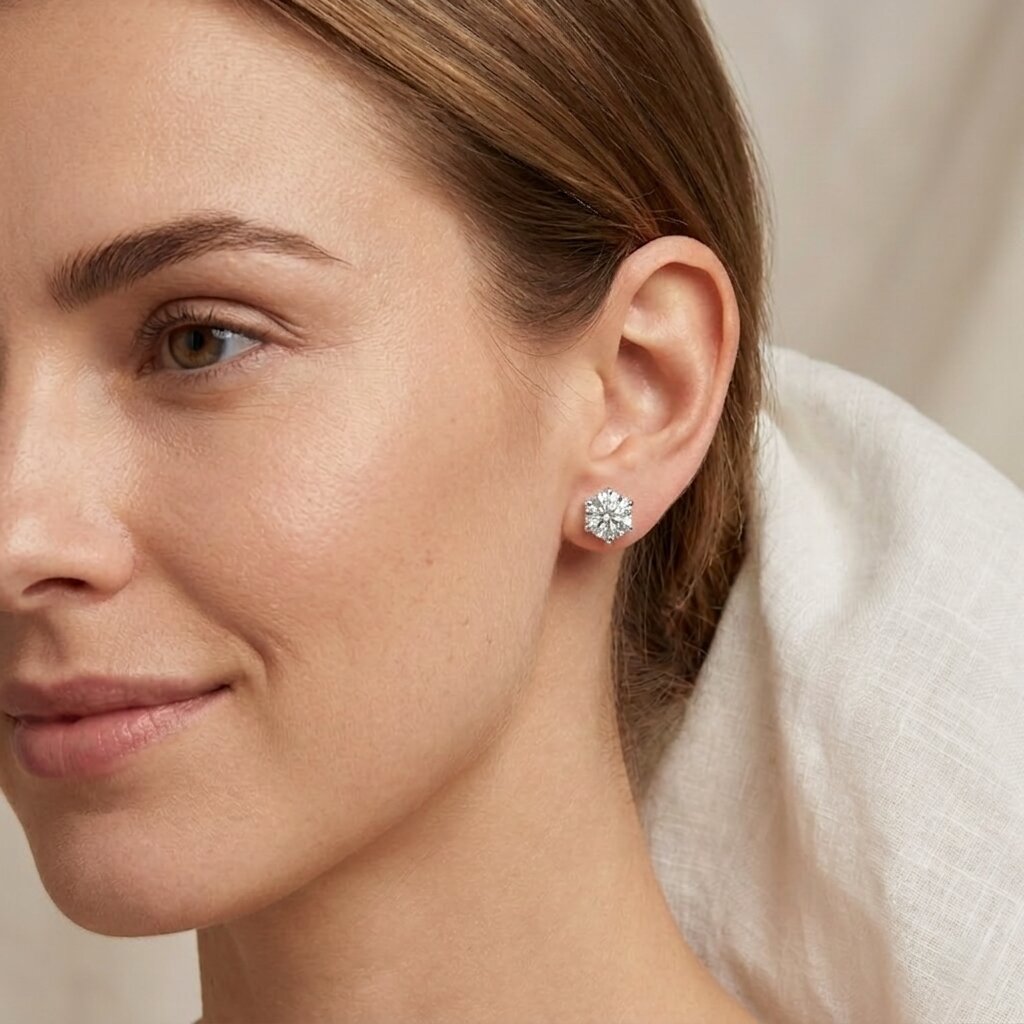 IGI Certified 4 Carat Lab Grown Diamond Solitaire Studs Lab - ( E-VS1 ) - Rosec Jewels