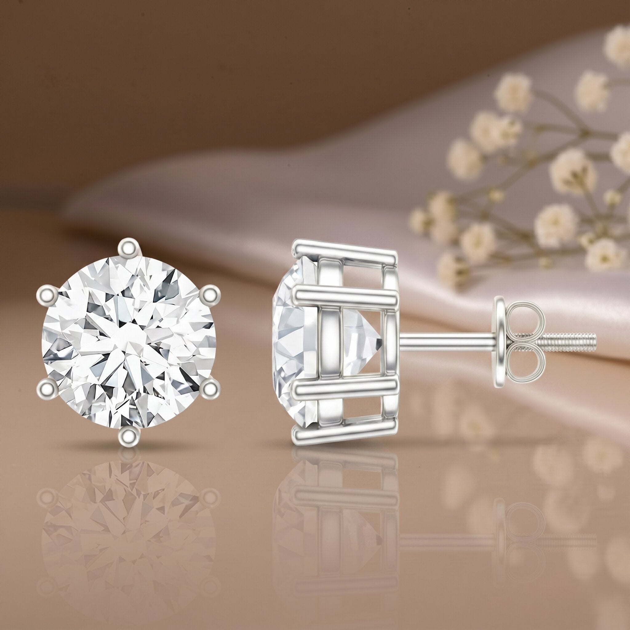 IGI Certified 4 Carat Lab Grown Diamond Solitaire Studs Lab - ( E-VS1 ) - Rosec Jewels