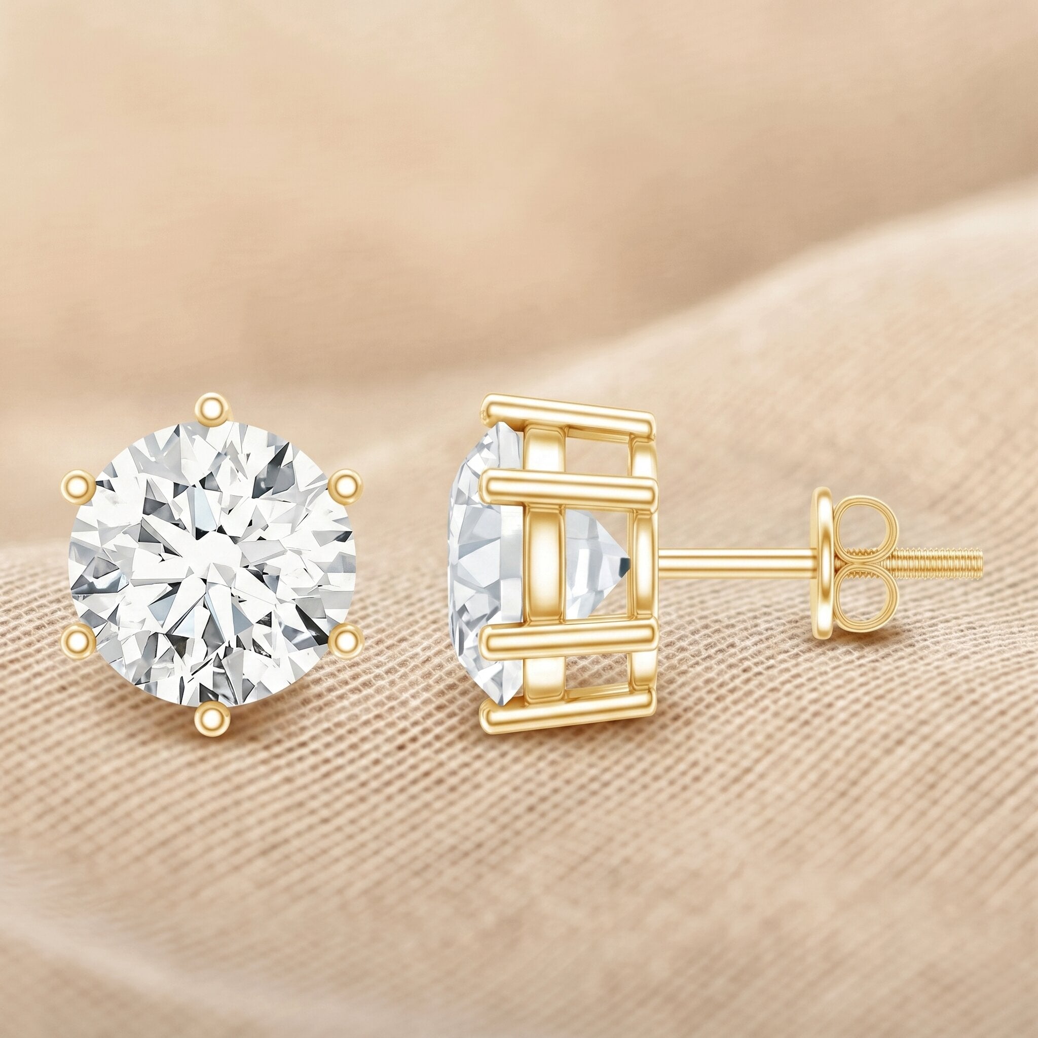 IGI Certified 4 Carat Lab Grown Diamond Solitaire Studs Lab - ( E-VS1 ) - Rosec Jewels