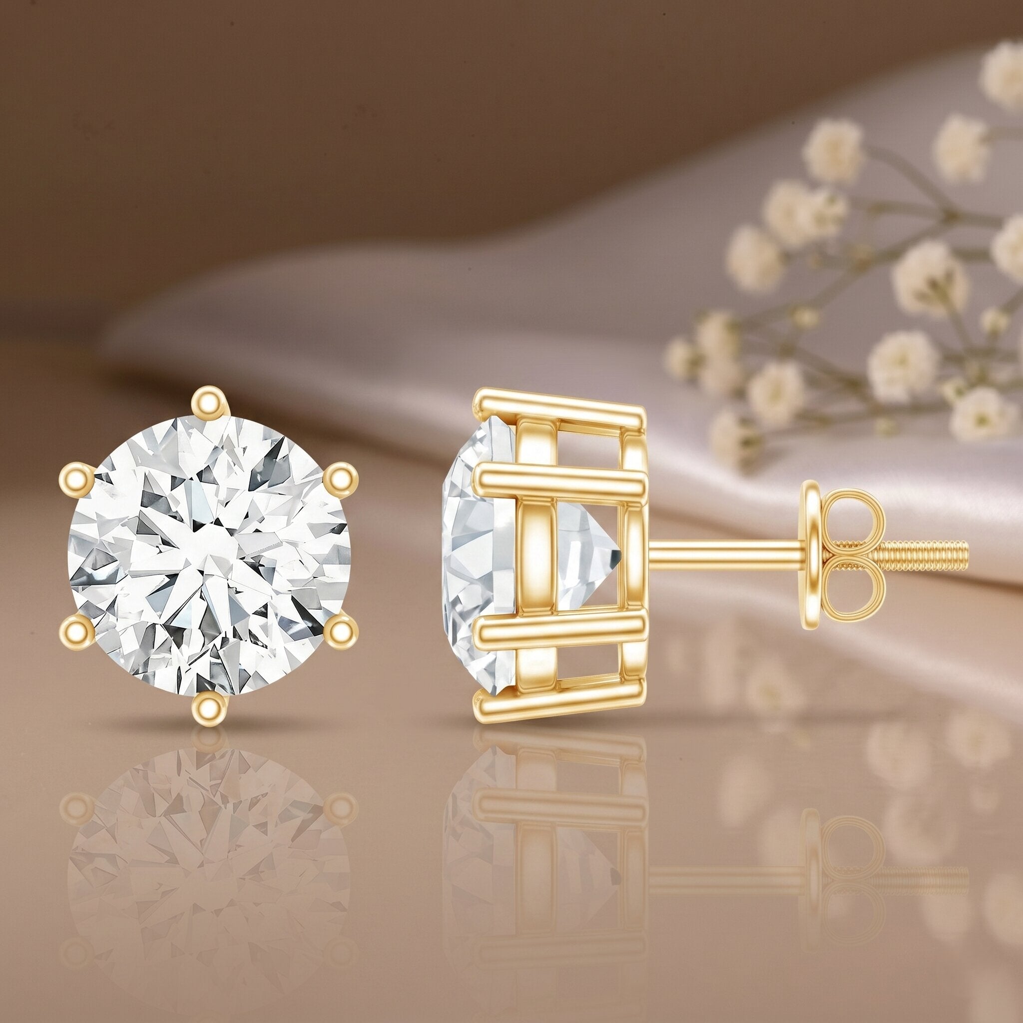 IGI Certified 4 Carat Lab Grown Diamond Solitaire Studs Lab - ( E-VS1 ) - Rosec Jewels