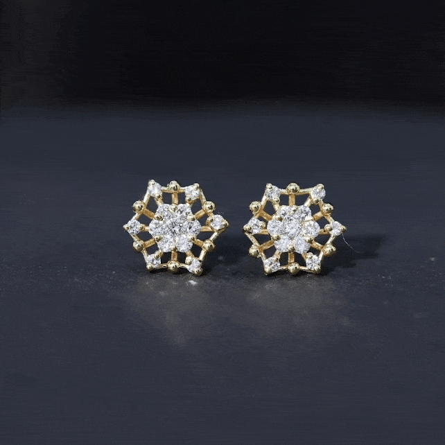 Rosec Jewels-Diamond Cluster Snowflake Stud Earrings
