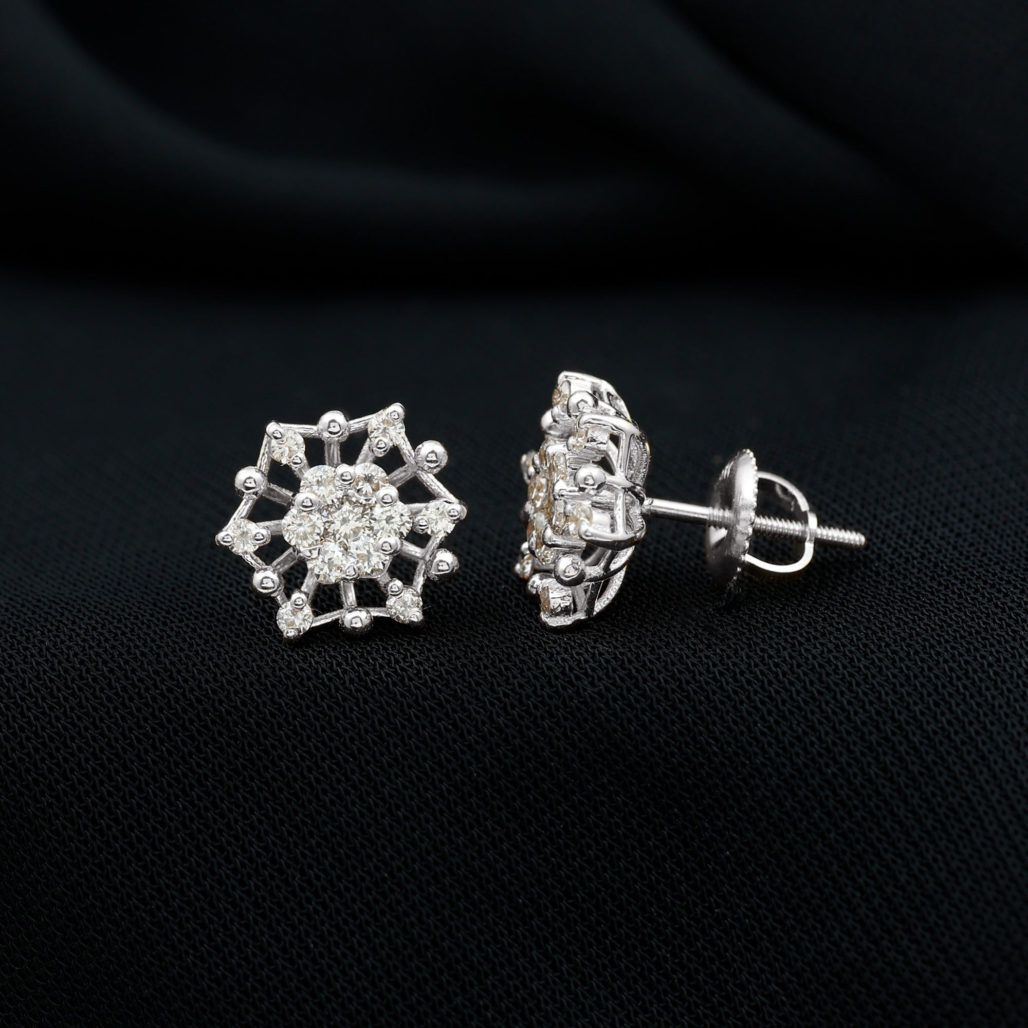 Rosec Jewels-Diamond Cluster Snowflake Stud Earrings