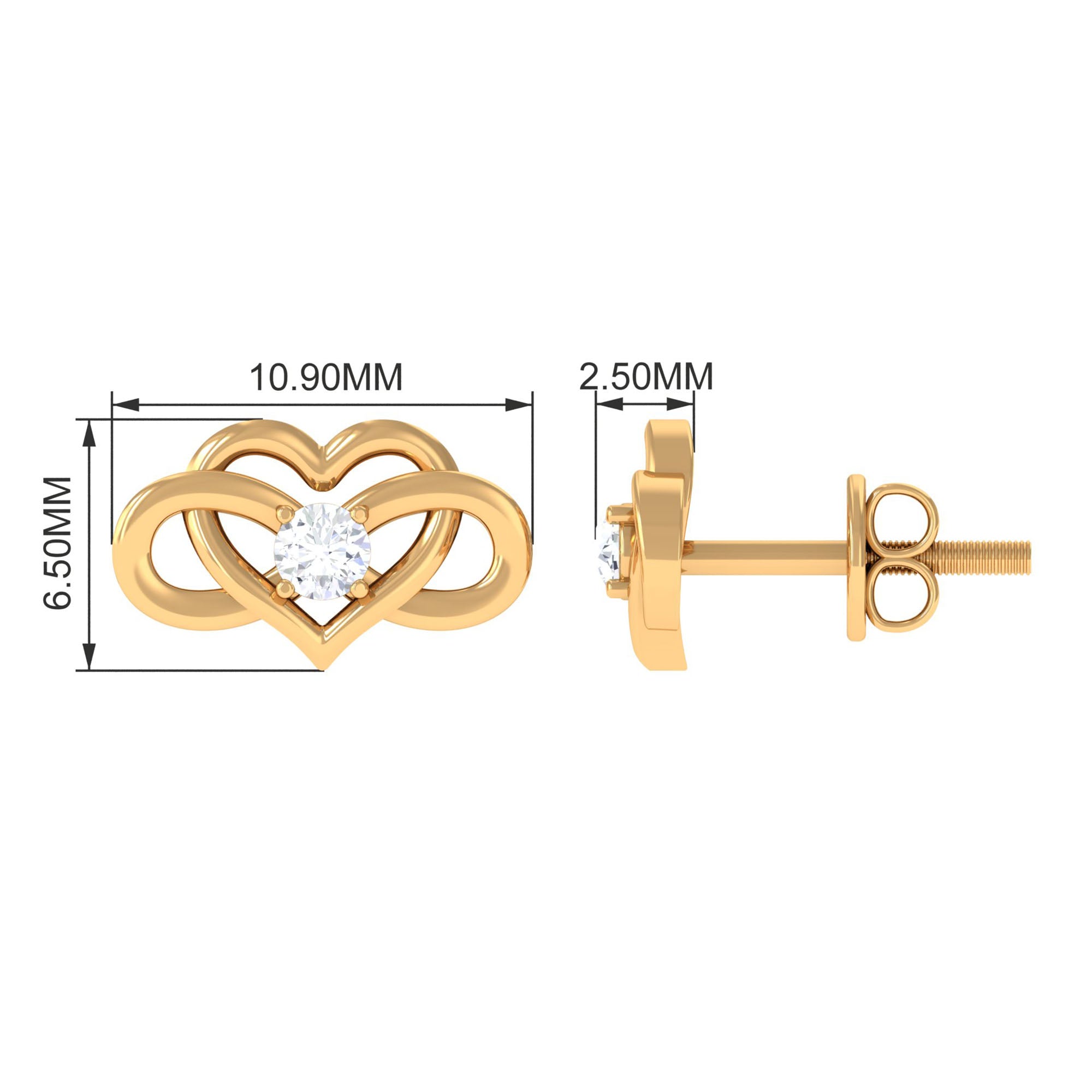 Rosec Jewels-Diamond Infinity Heart Earrings For Women