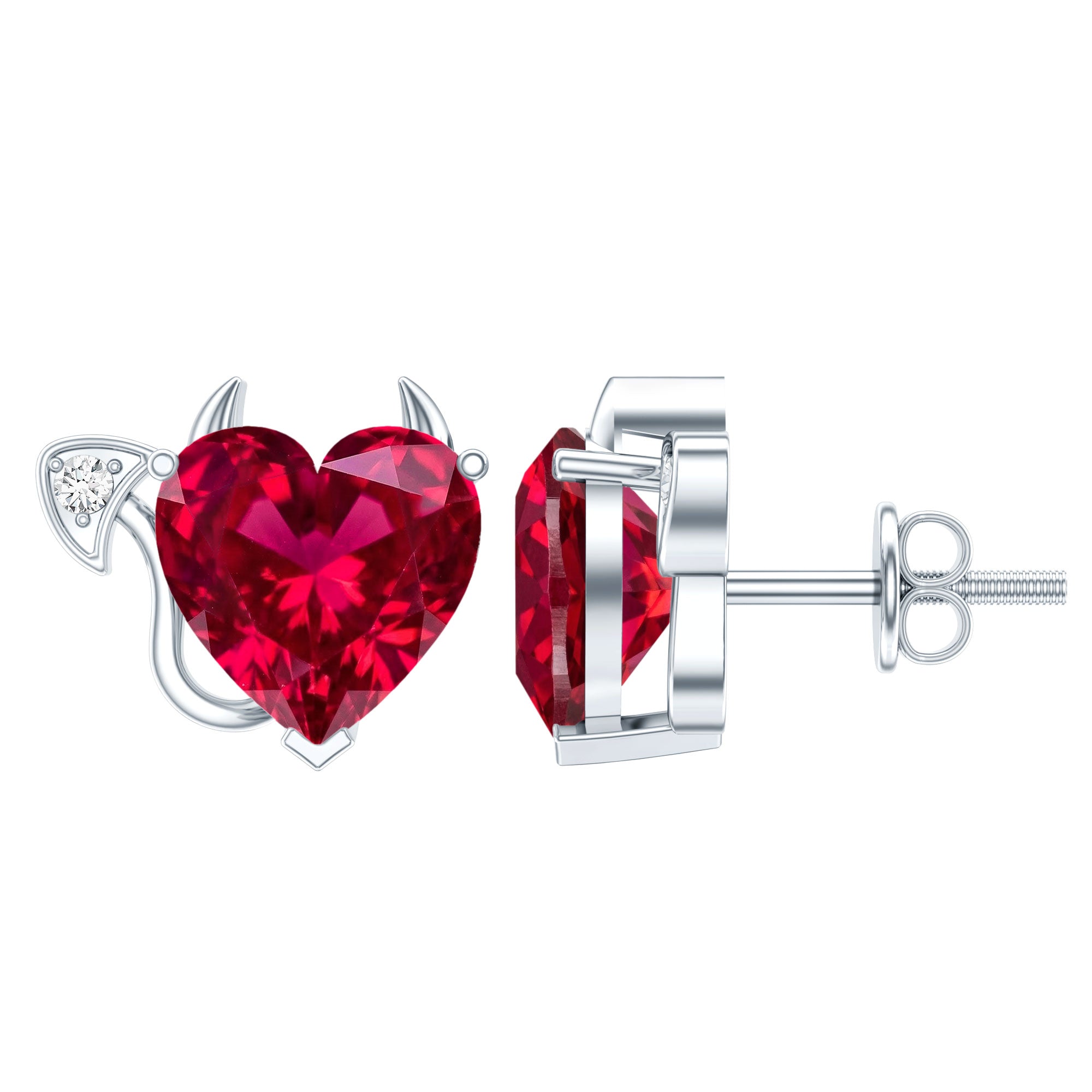 Boucles d’oreilles Ruby et Zircon Devil Heart cultivées en laboratoire