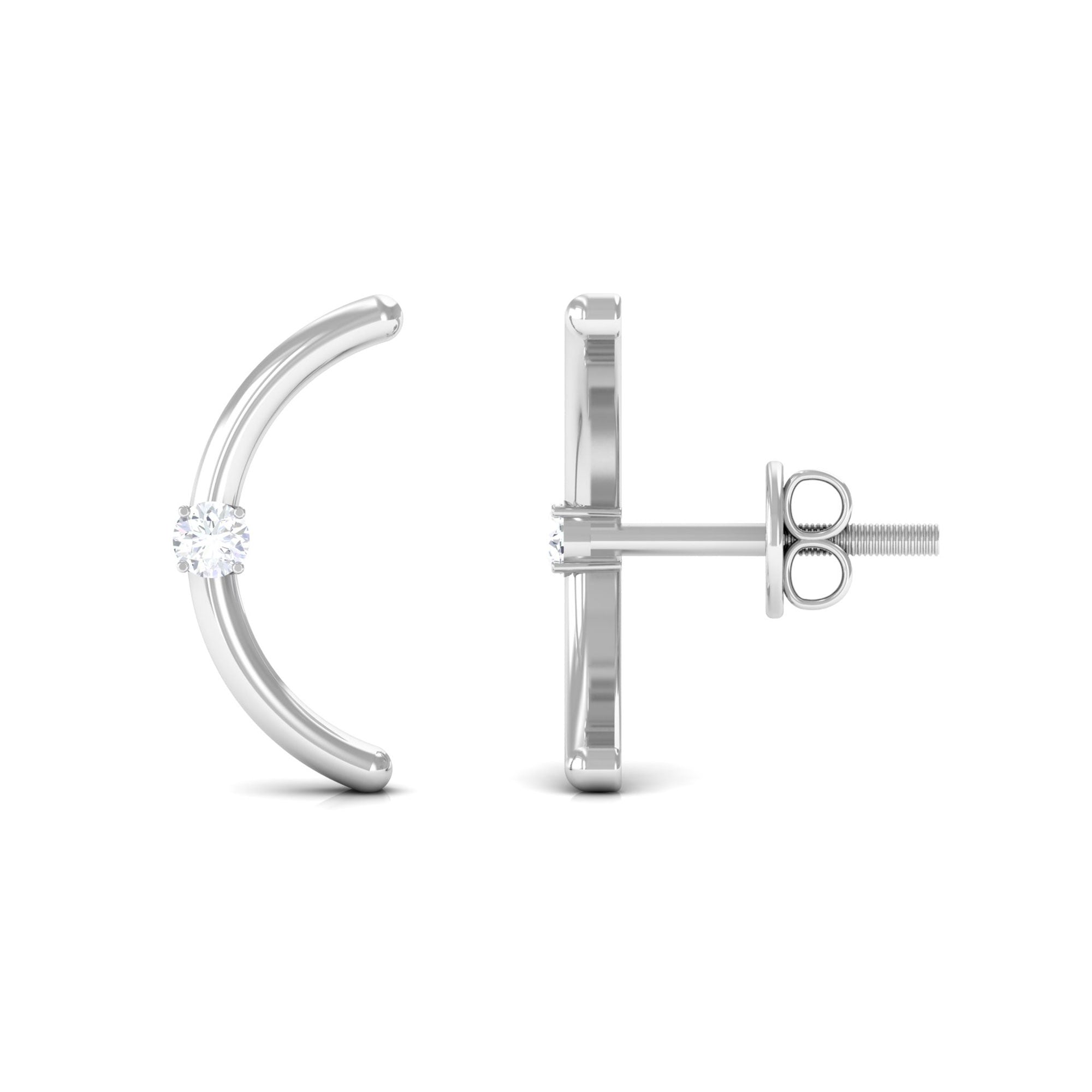 Certified Moissanite Curved Stud Earrings D-VS1 - Rosec Jewels