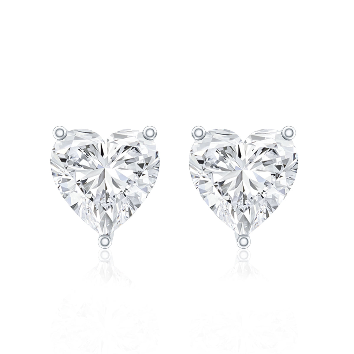 Certified Real Diamond Heart Shaped Earrings with Screw Back Natural - ( HI-SI ) - Rosec Jewels