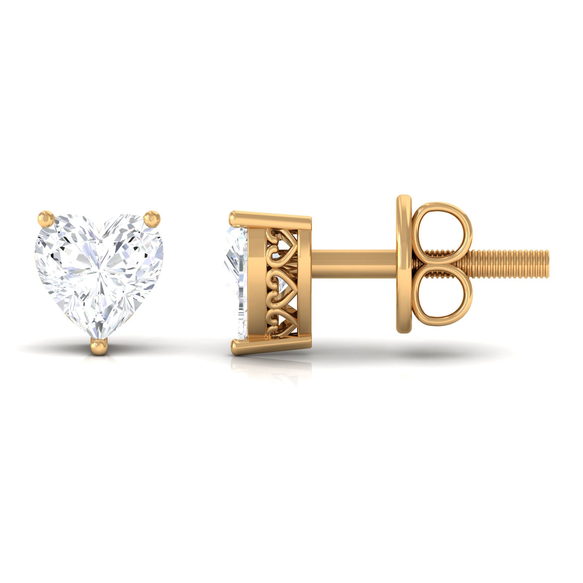 Rosec Jewels-Heart Shape Diamond Solitaire Stud Earrings