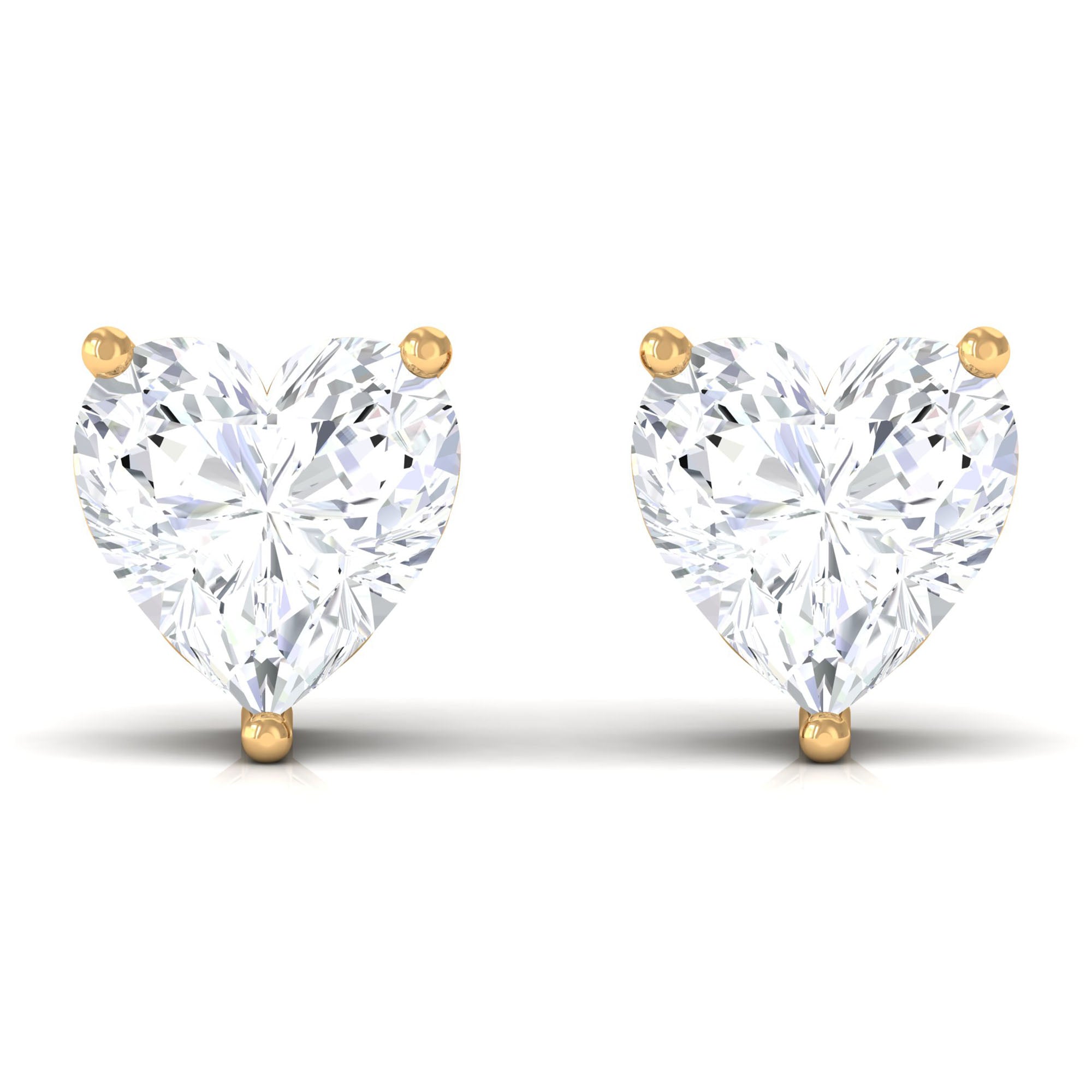 Rosec Jewels-Heart Shape Diamond Solitaire Stud Earrings