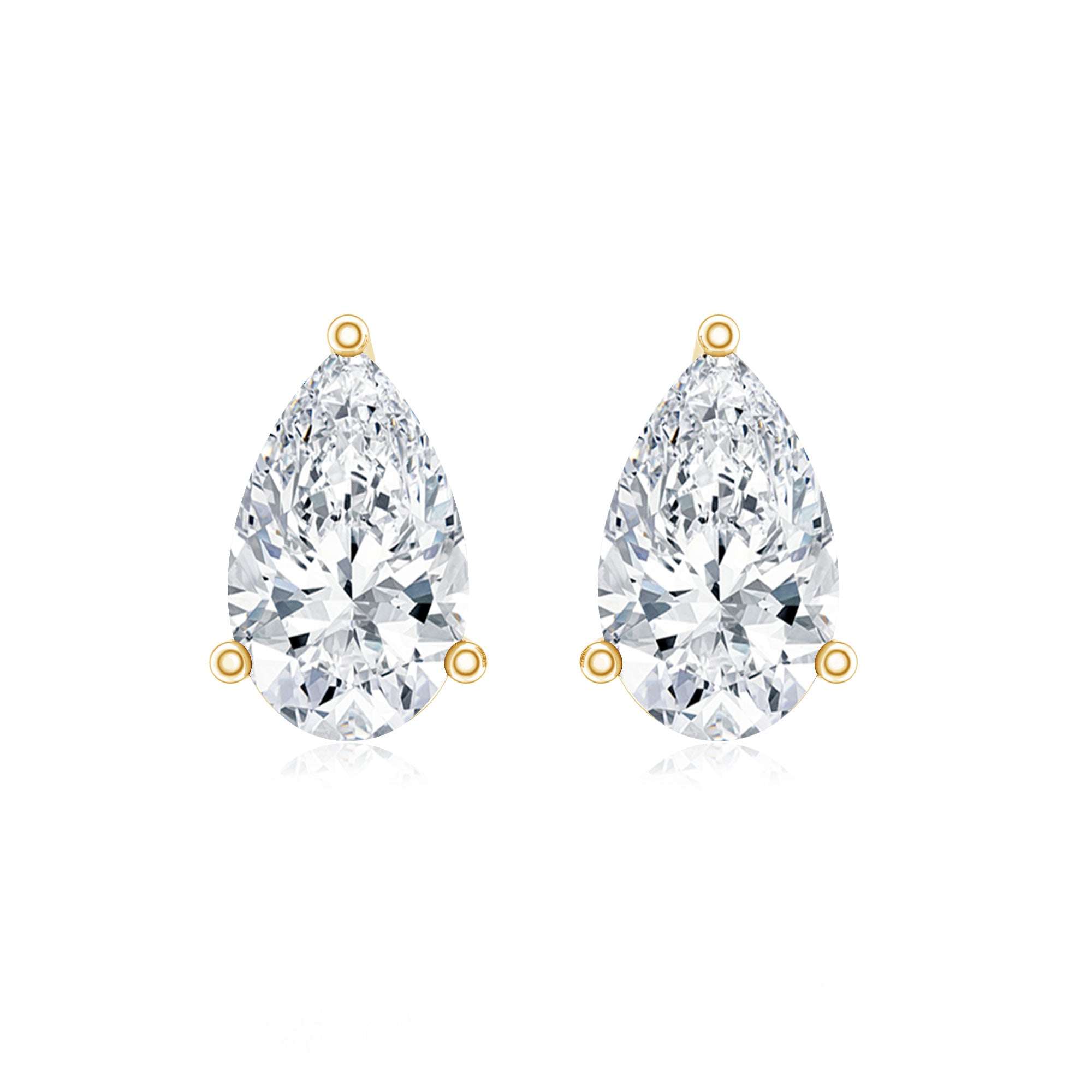 Pear Cut Diamond Solitaire Stud Earrings Natural - ( HI-SI ) - Rosec Jewels