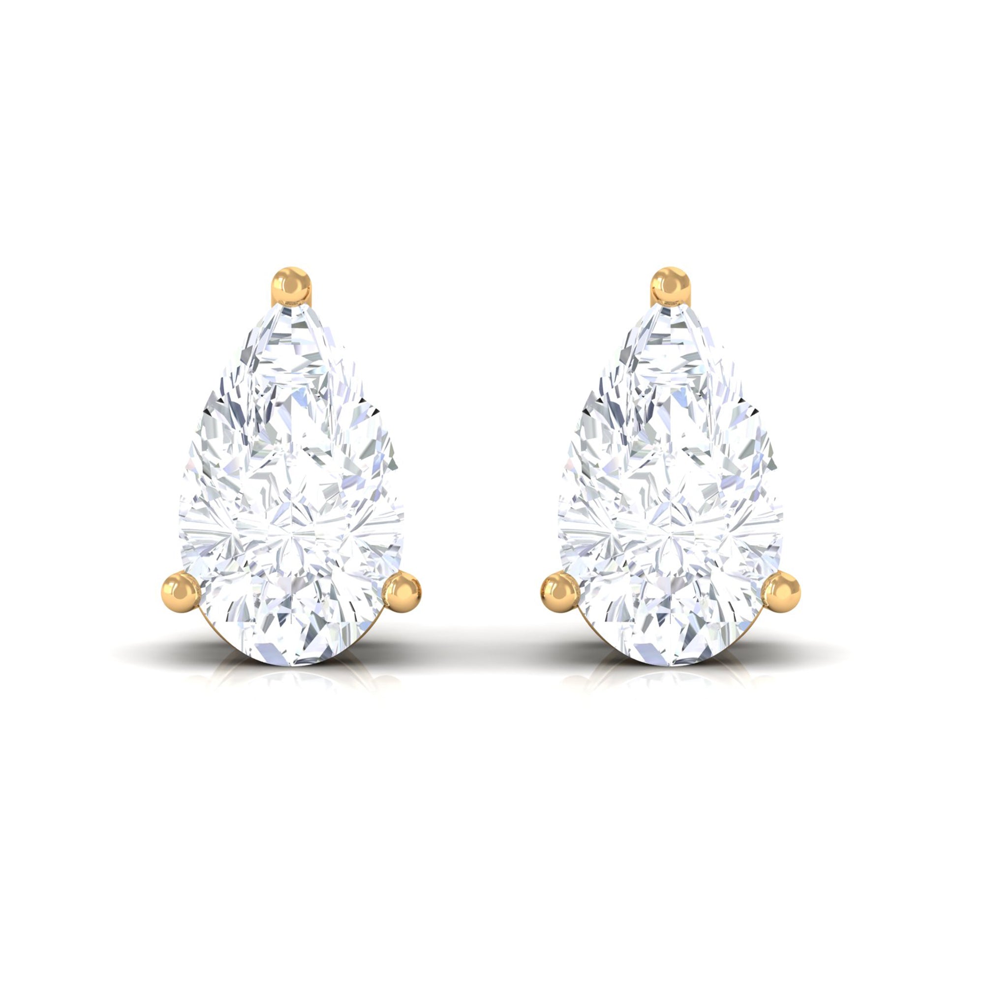 Rosec Jewels-Pear Cut Diamond Solitaire Stud Earrings