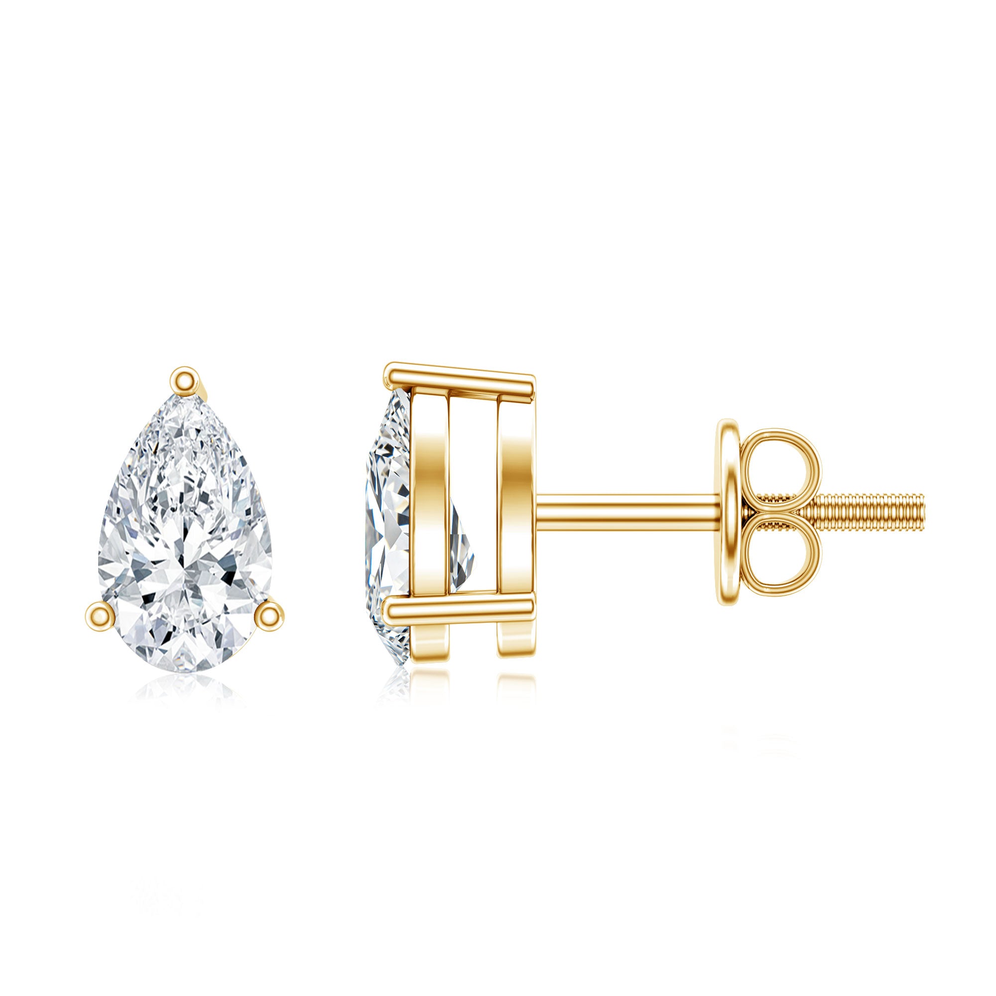 Pear Cut Diamond Solitaire Stud Earrings Natural - ( HI-SI ) - Rosec Jewels