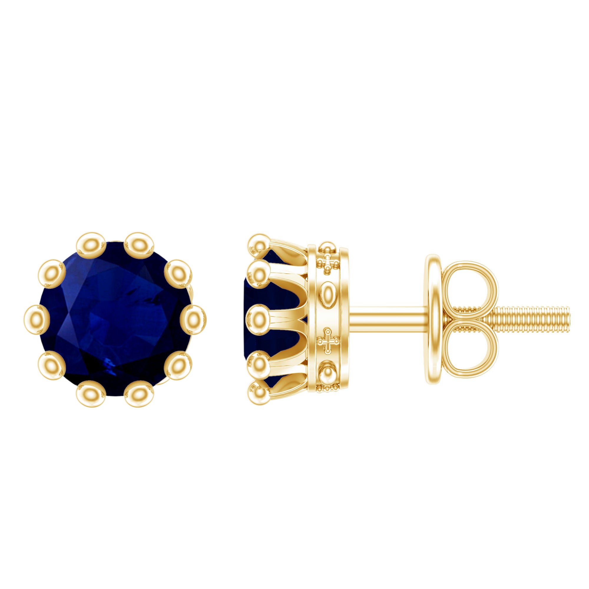 2 CT Blue Sapphire Solitaire Vintage Earrings for Women AAA - Rosec Jewels
