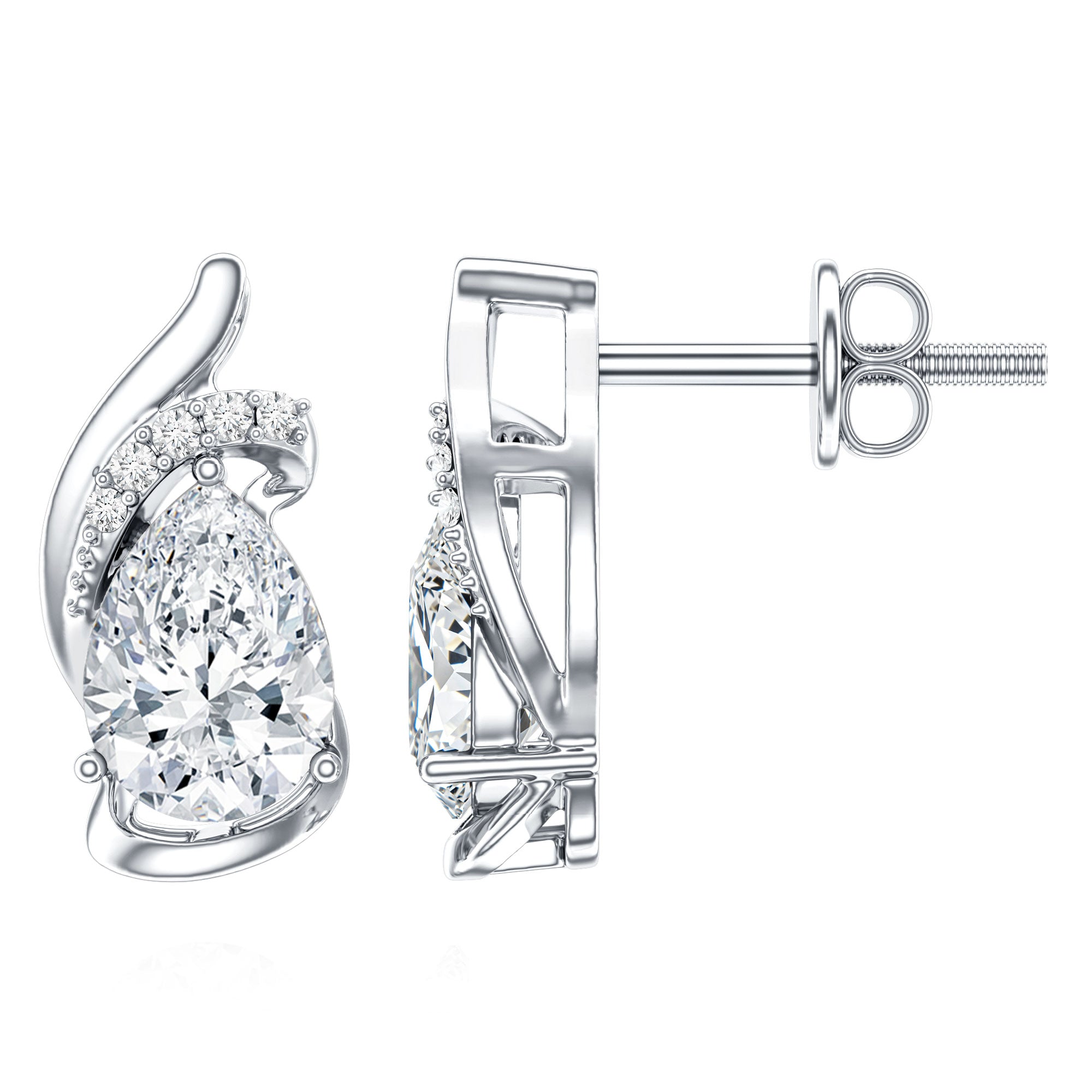 5X7 MM Certified Lab Grown Diamond Teardrop Stud Earrings Lab - ( EF-VS ) - Rosec Jewels