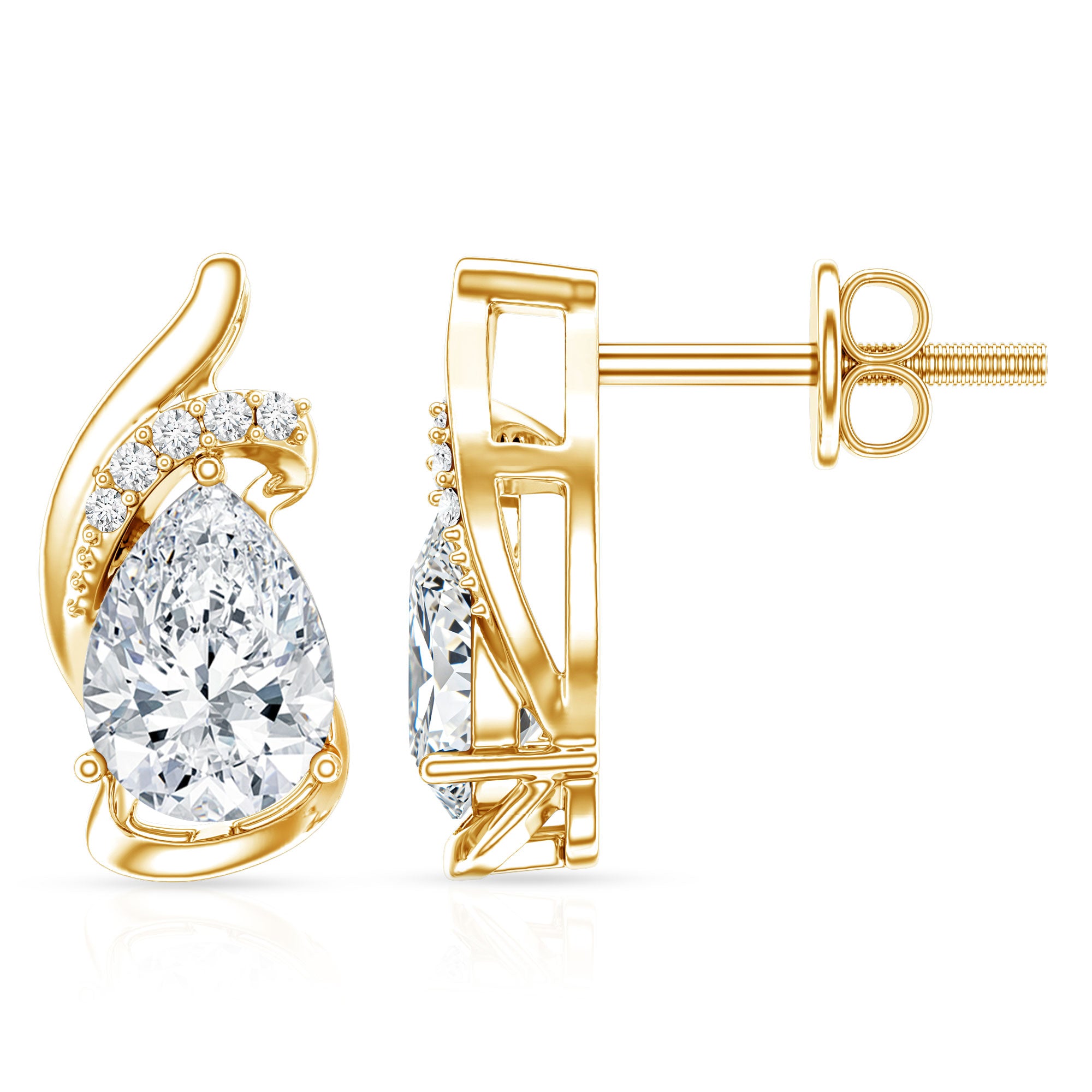 5X7 MM Certified Lab Grown Diamond Teardrop Stud Earrings Lab - ( EF-VS ) - Rosec Jewels