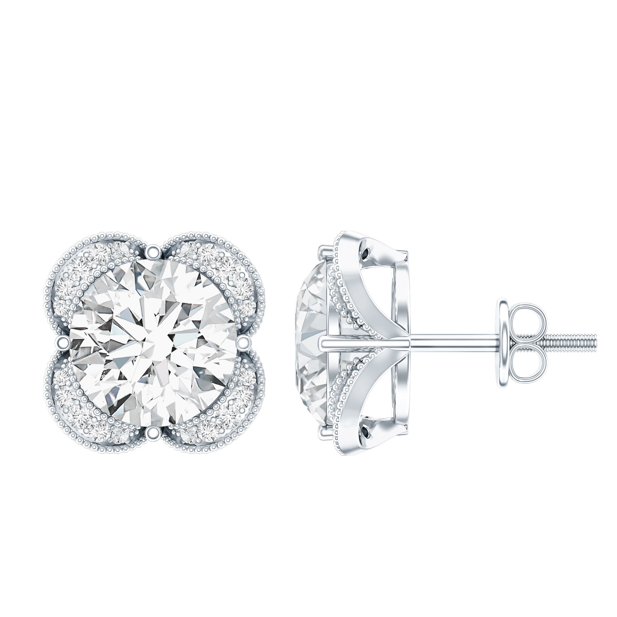 Certified 8 MM Lab Grown Diamond 4 Prong Stud Earrings