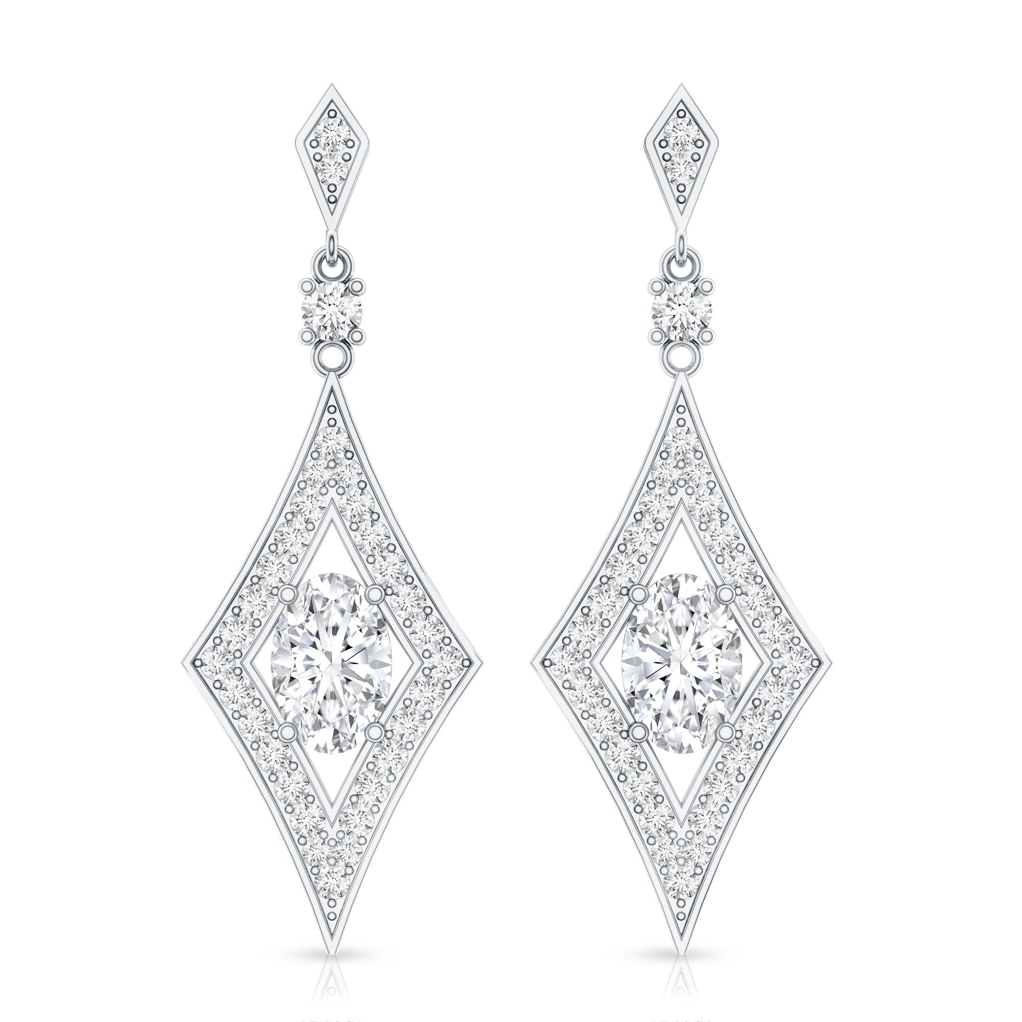 Certified Lab Grown Diamond Dangle Long Earrings Lab - ( EF-VS ) - Rosec Jewels
