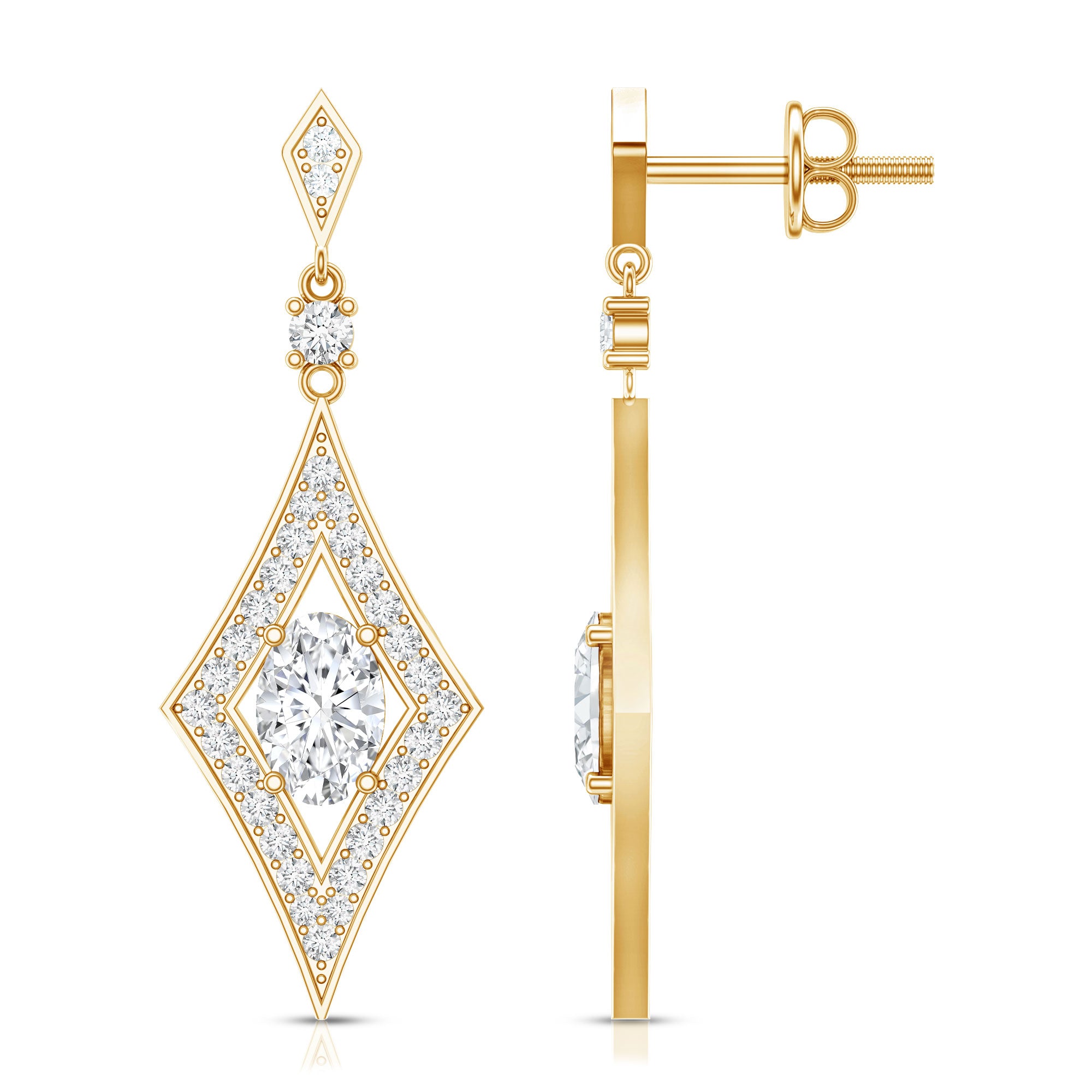 Certified Lab Grown Diamond Dangle Long Earrings Lab - ( EF-VS ) - Rosec Jewels