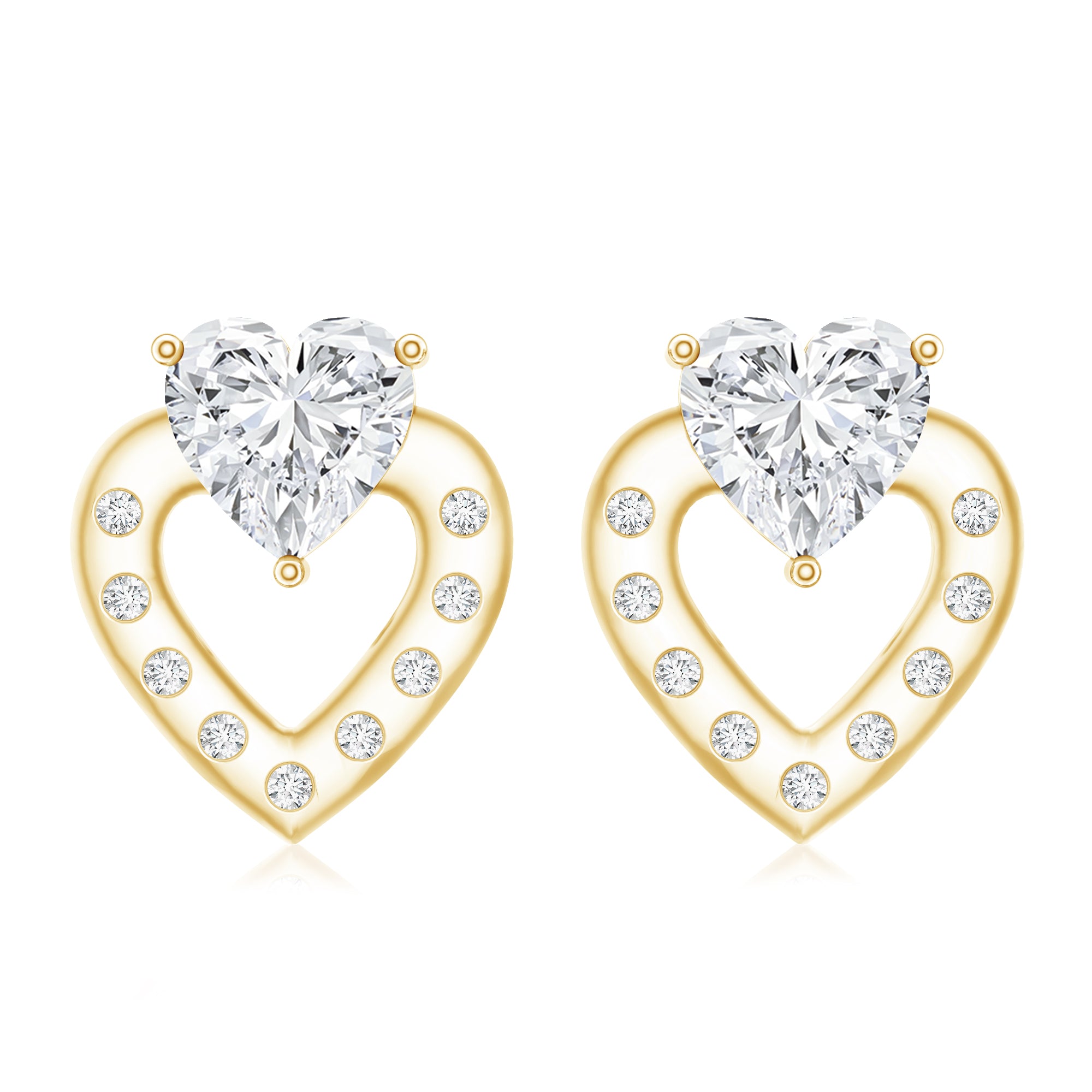 6 MM Lab Grown Diamond Heart Studs For Her Lab - ( EF-VS ) - Rosec Jewels