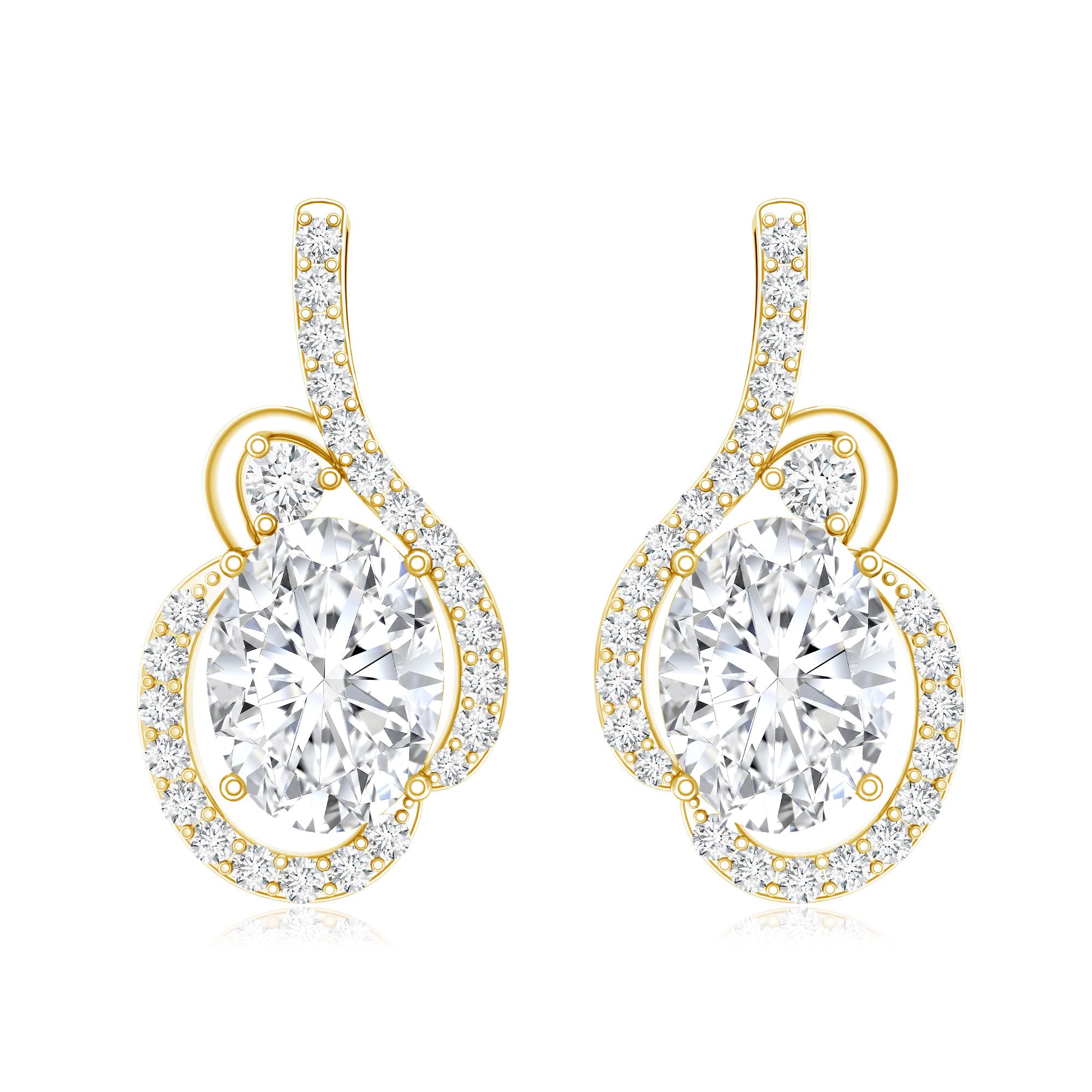 Certified 6X8 MM Oval Lab Grown Diamond Designer Stud Earrings Lab - ( EF-VS ) - Rosec Jewels