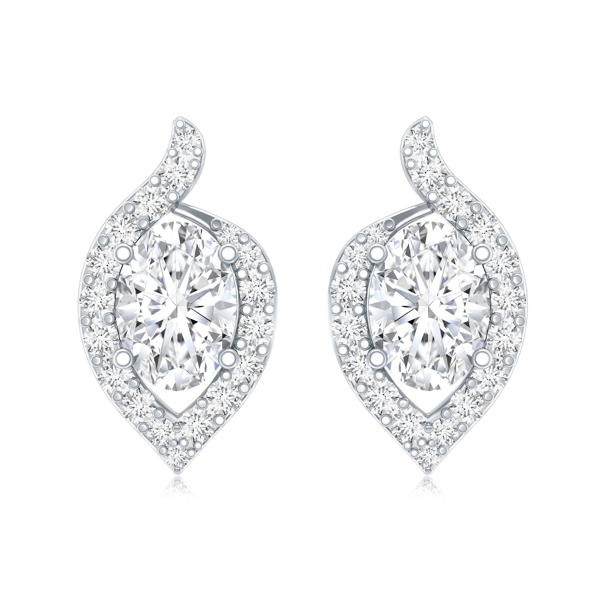 Certified 5X7 MM Oval Lab Grown Diamond Stud Earrings For Women Lab - ( EF-VS ) - Rosec Jewels