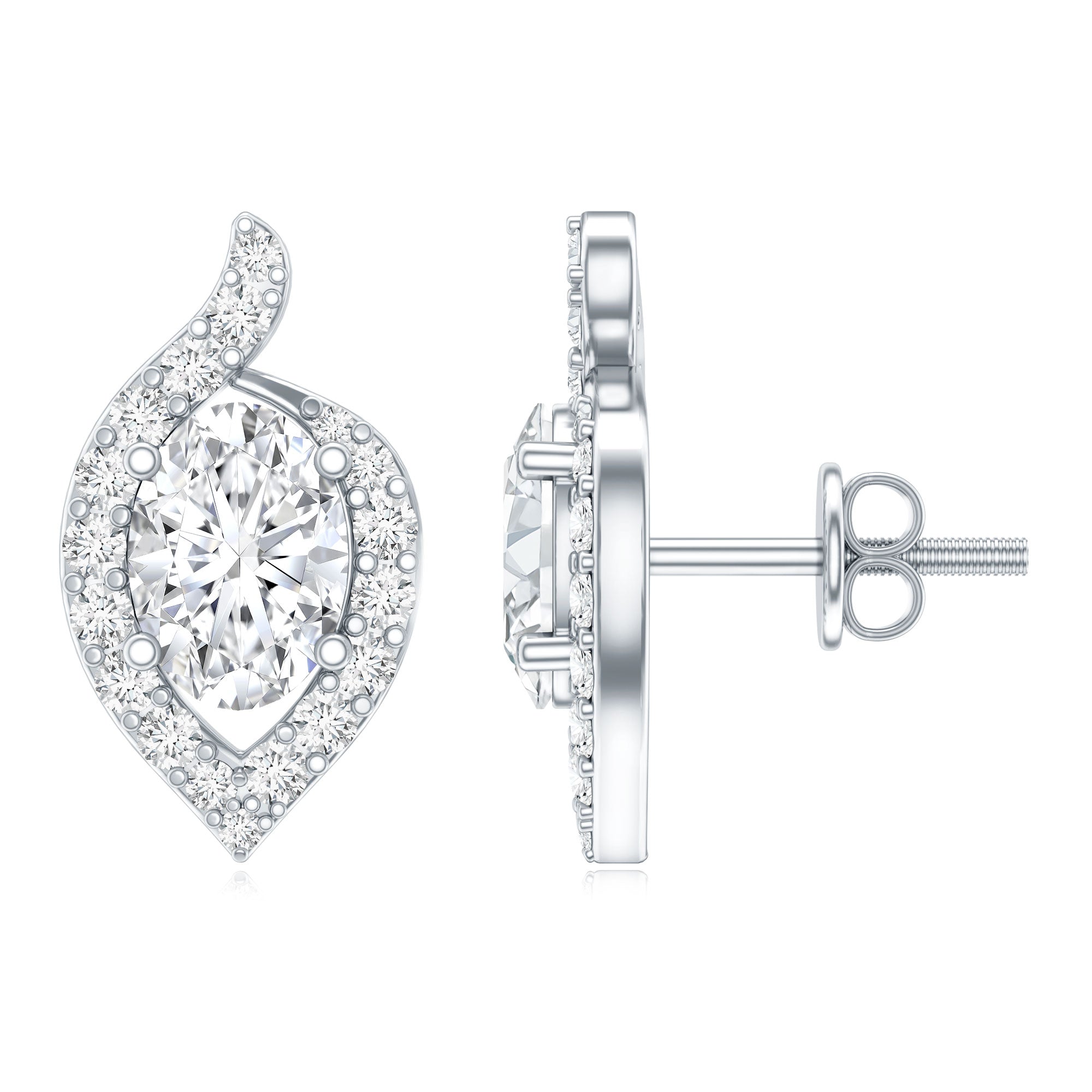 Certified 5X7 MM Oval Lab Grown Diamond Stud Earrings For Women Lab - ( EF-VS ) - Rosec Jewels