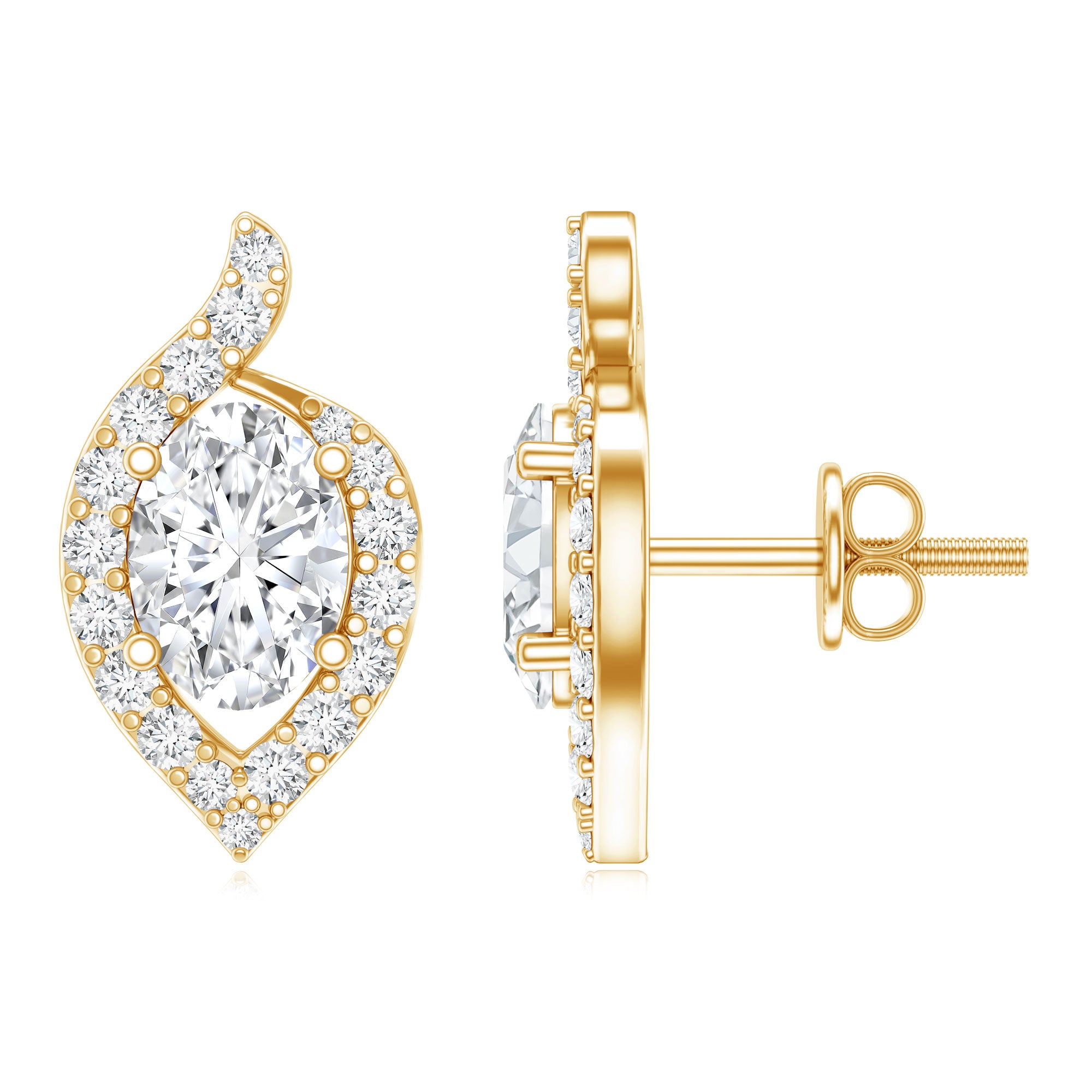 Certified 5X7 MM Oval Lab Grown Diamond Stud Earrings For Women Lab - ( EF-VS ) - Rosec Jewels