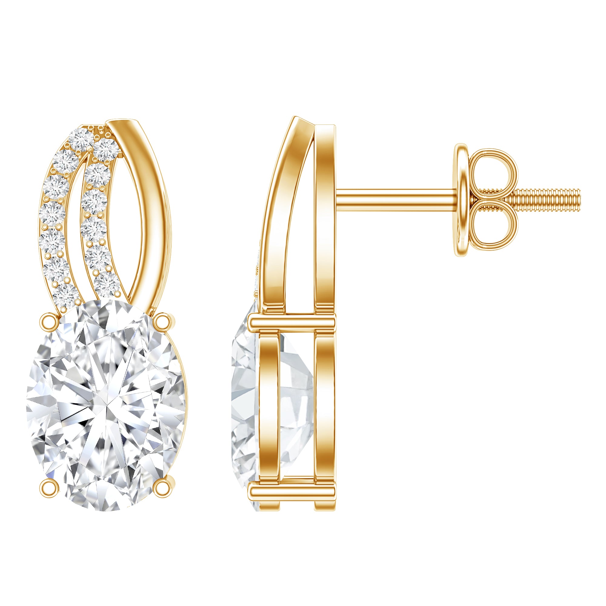 6X8 MM Oval Lab Grown Diamond Designer Studs For Women Lab - ( EF-VS ) - Rosec Jewels