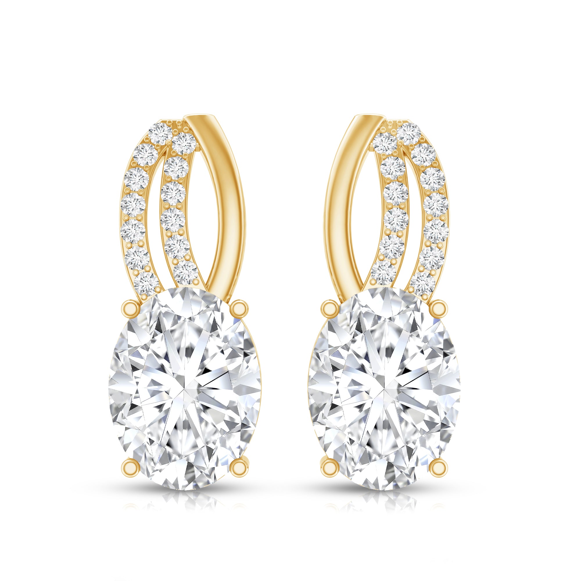 6X8 MM Oval Lab Grown Diamond Designer Studs For Women Lab - ( EF-VS ) - Rosec Jewels