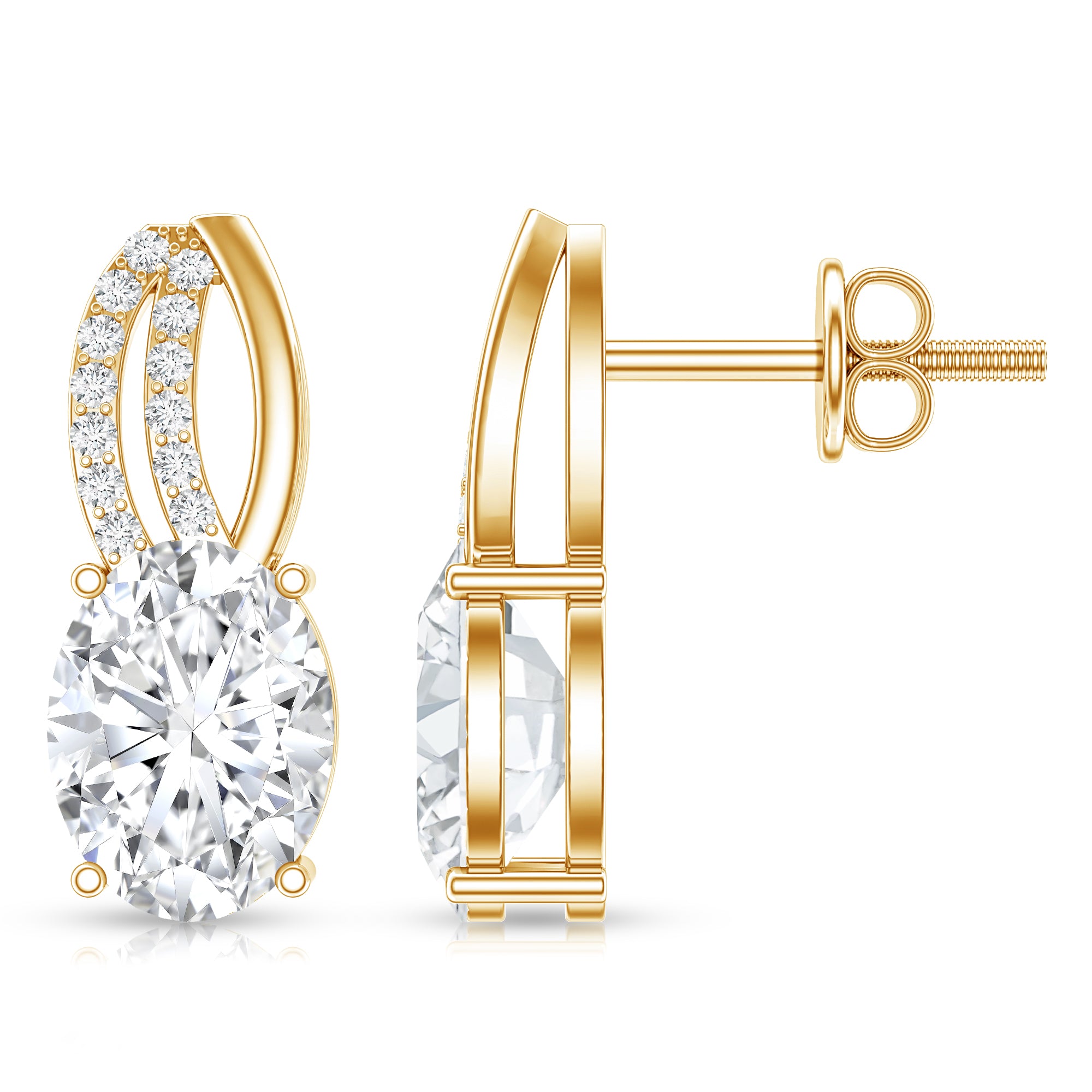 6X8 MM Oval Lab Grown Diamond Designer Studs For Women Lab - ( EF-VS ) - Rosec Jewels