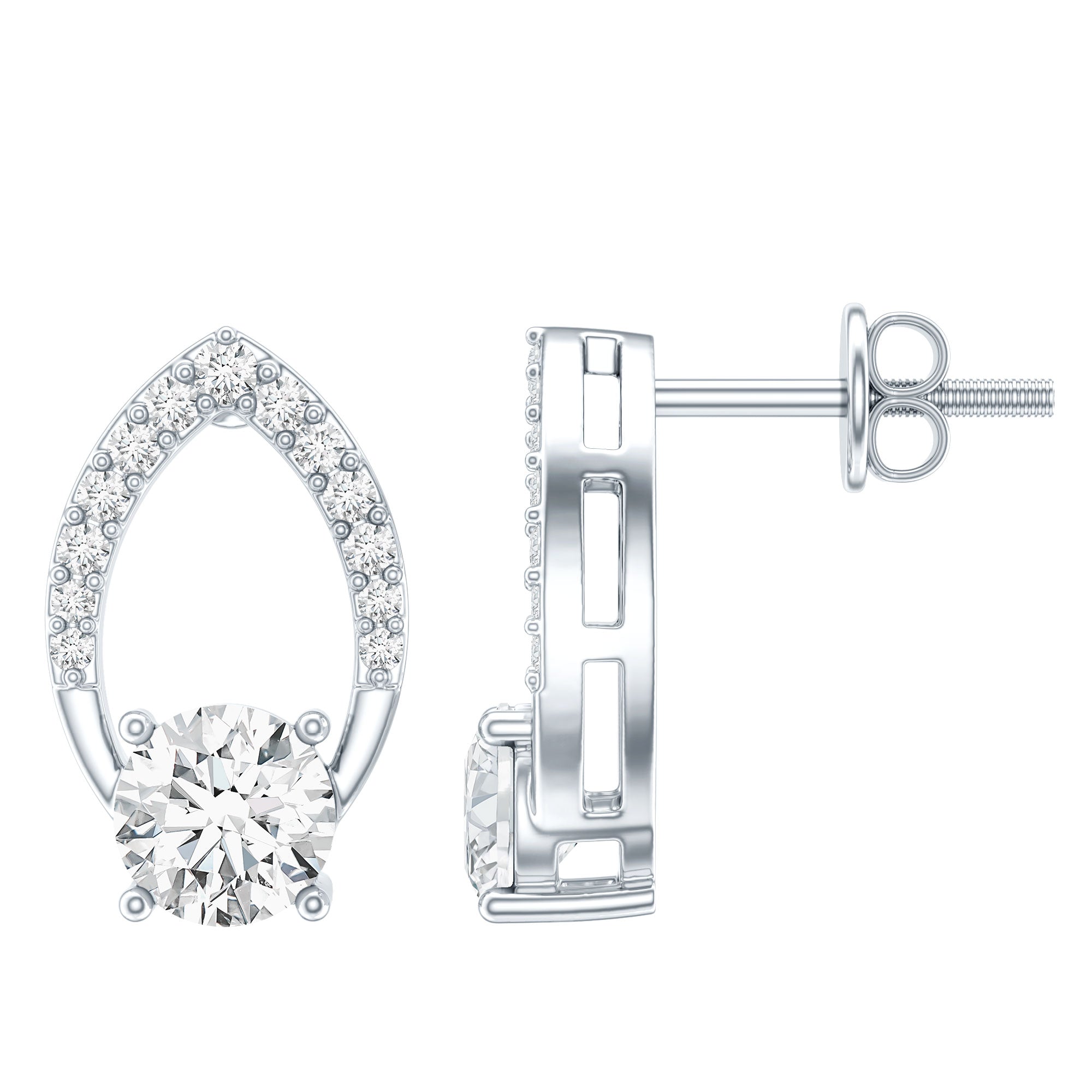 Certified 5 MM Lab Grown Diamond Leaf Stud Earrings