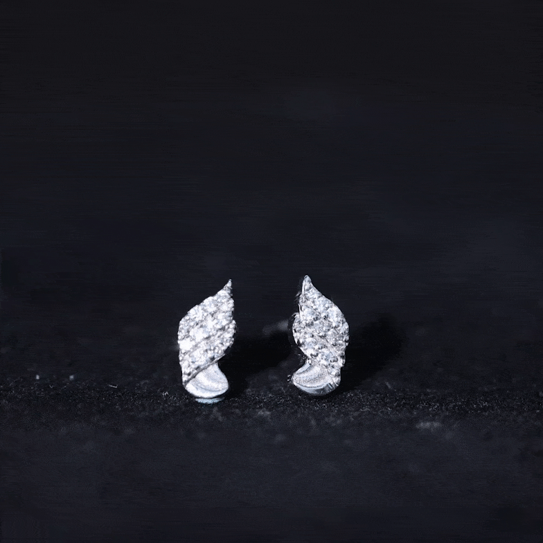 Certified Lab Grown Diamond Leaf Stud Earrings With Screw Back Lab - ( EF-VS ) - Rosec Jewels