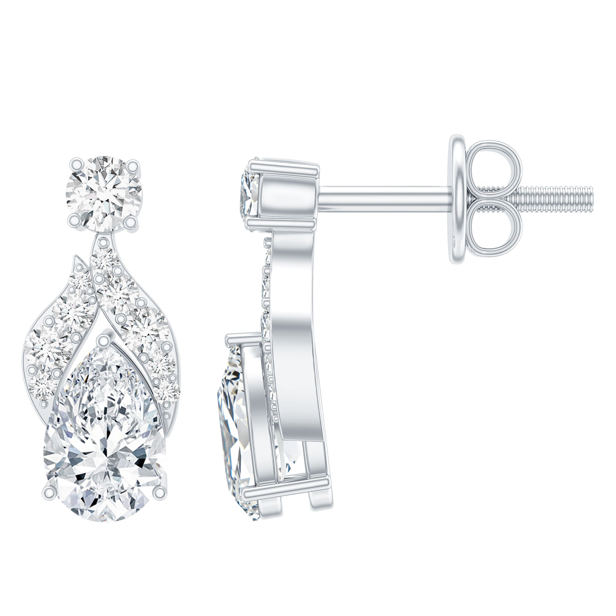 Certified Lab Grown Diamond Teardrop Stud Earrings Lab - ( EF-VS ) - Rosec Jewels