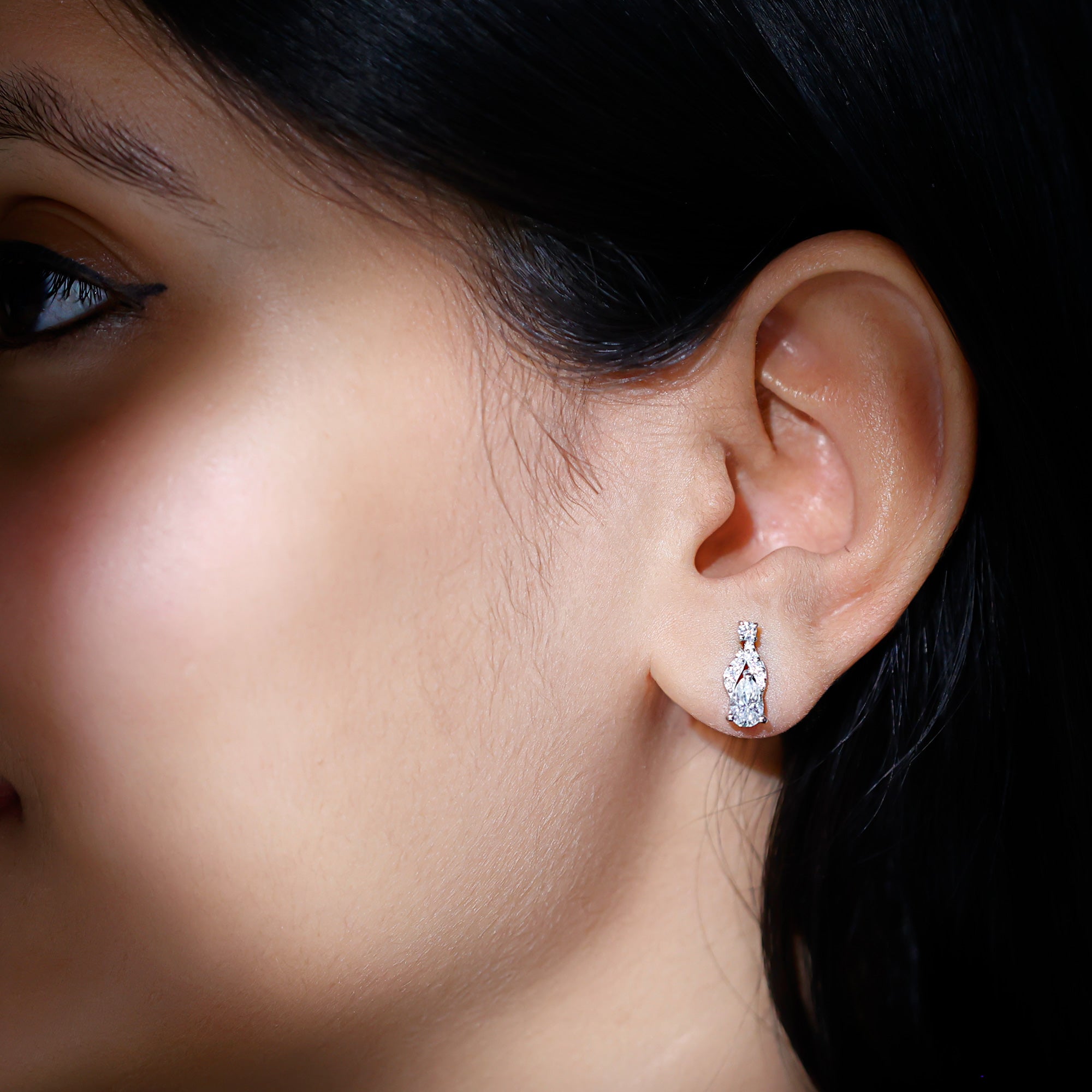 Certified Lab Grown Diamond Teardrop Stud Earrings Lab - ( EF-VS ) - Rosec Jewels