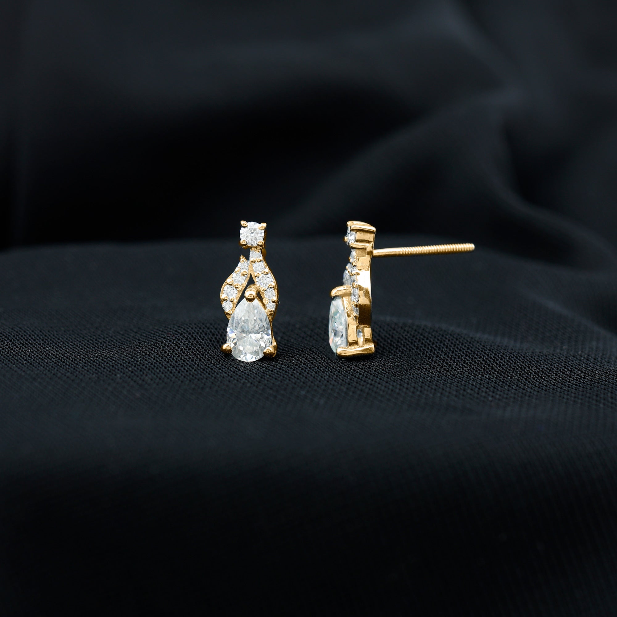 Certified Lab Grown Diamond Teardrop Stud Earrings Lab - ( EF-VS ) - Rosec Jewels