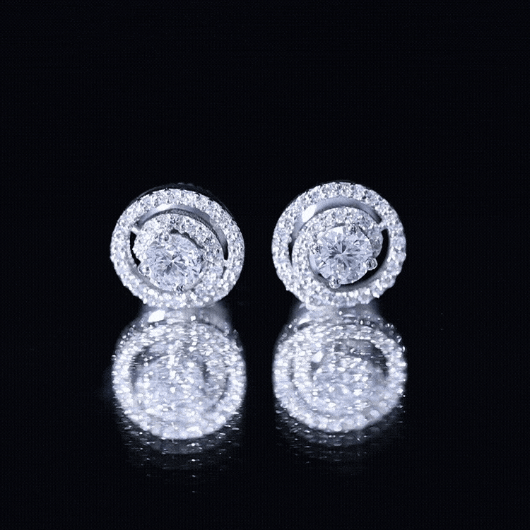 Lab Grown Diamond Swirl Stud Earrings With Screw Back Lab - ( EF-VS ) - Rosec Jewels