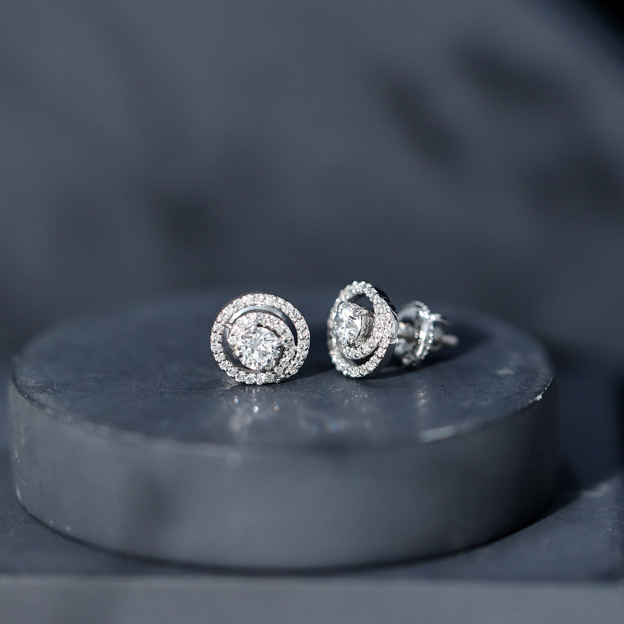 Lab Grown Diamond Swirl Stud Earrings With Screw Back Lab - ( EF-VS ) - Rosec Jewels