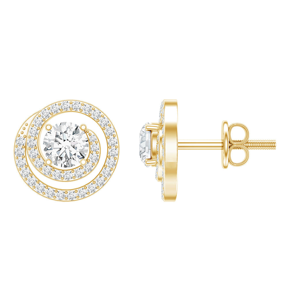 Lab Grown Diamond Swirl Stud Earrings With Screw Back Lab - ( EF-VS ) - Rosec Jewels